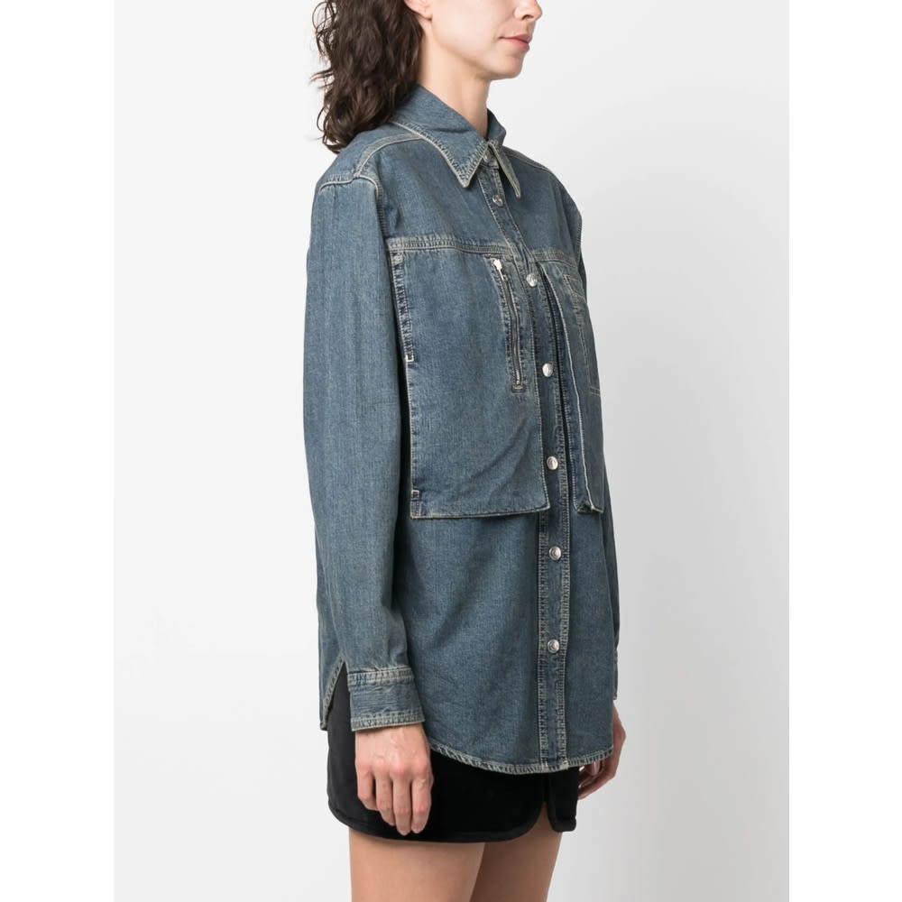Isabel Marant Stonewashed Denim Overshirt In Blue