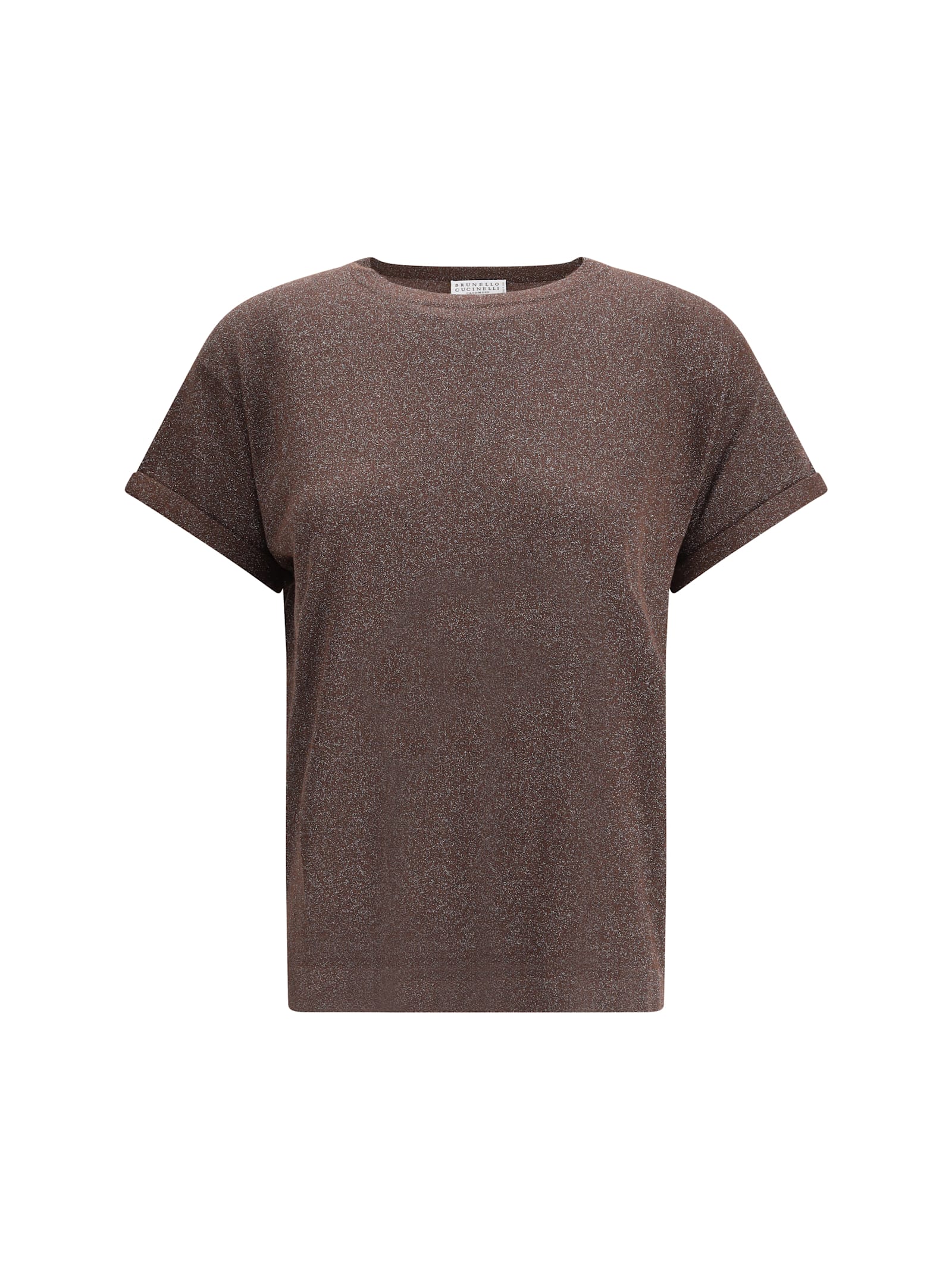 Brunello Cucinelli Lightweight Cashmere And Silk Sweater With Lurex Inserts In Brown