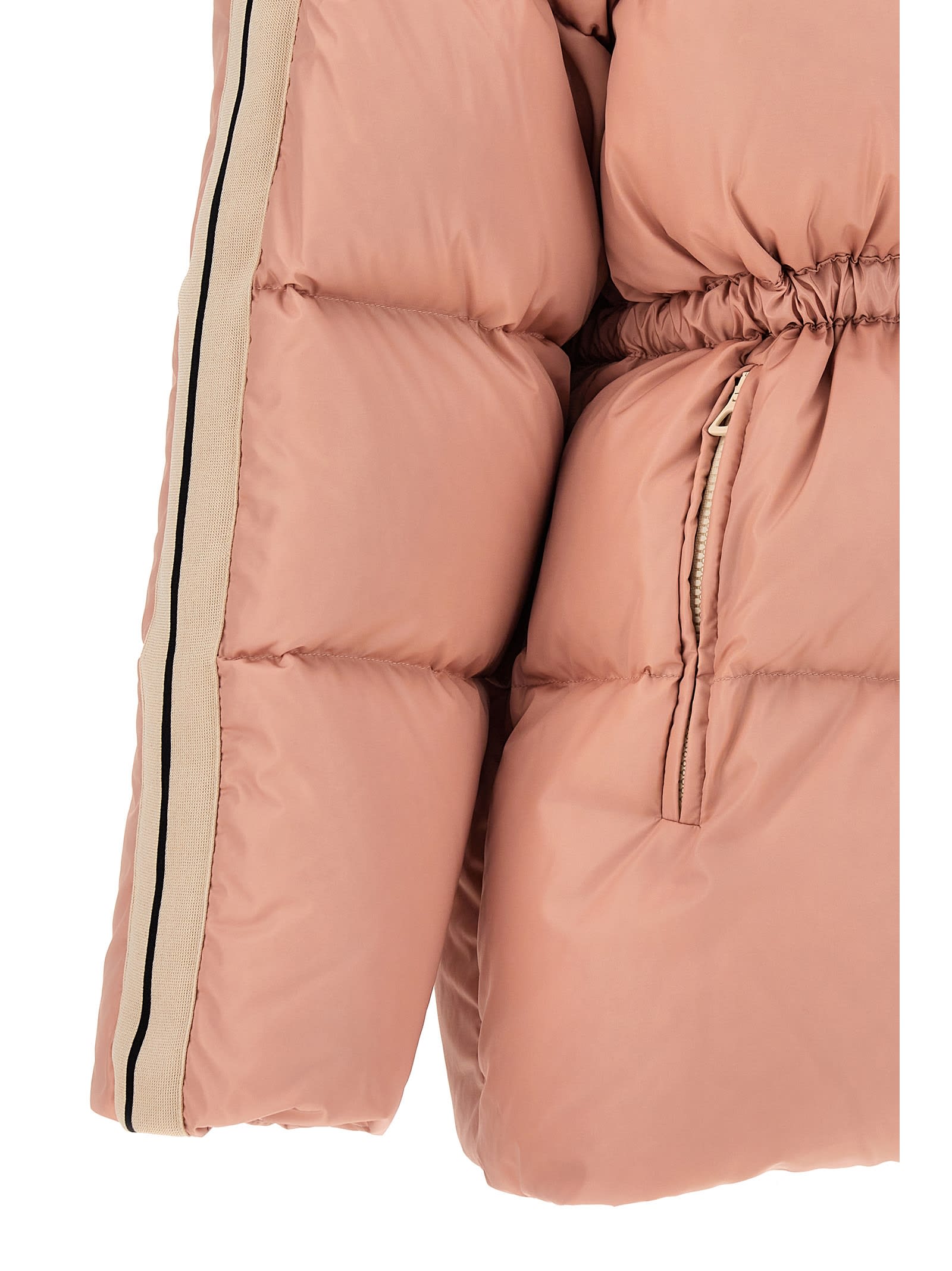 Shop Palm Angels Long Down Jacket Waist Belt In Pink