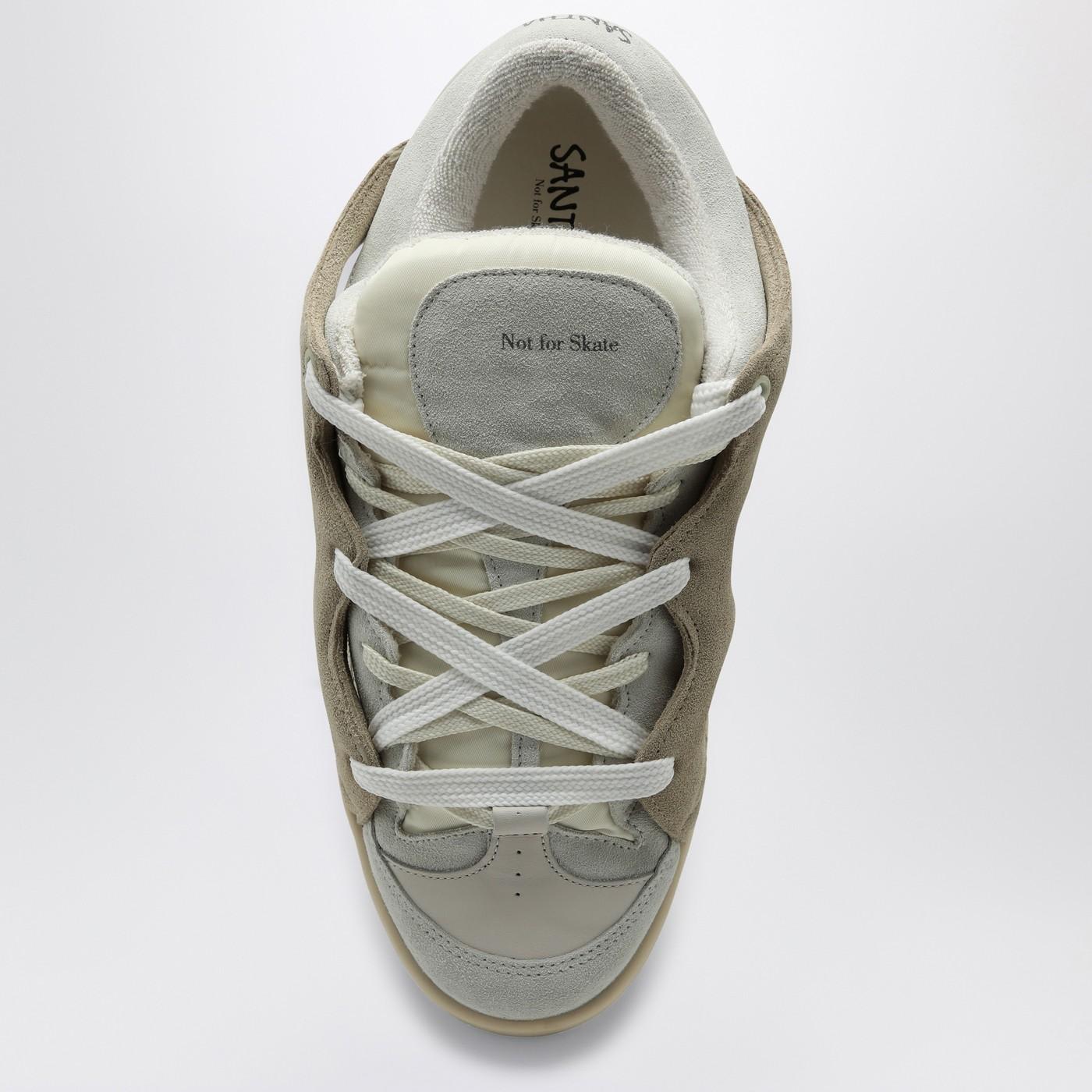 Shop Paura Model 1 Cream\/white Mesh And Suede Sneaker In Cream Off White