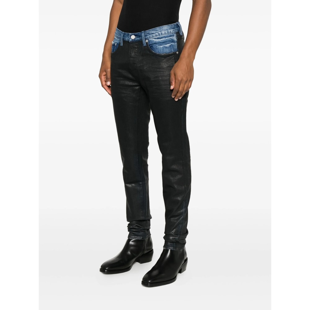 Purple Brand Coated Raw Hem Denim In Black