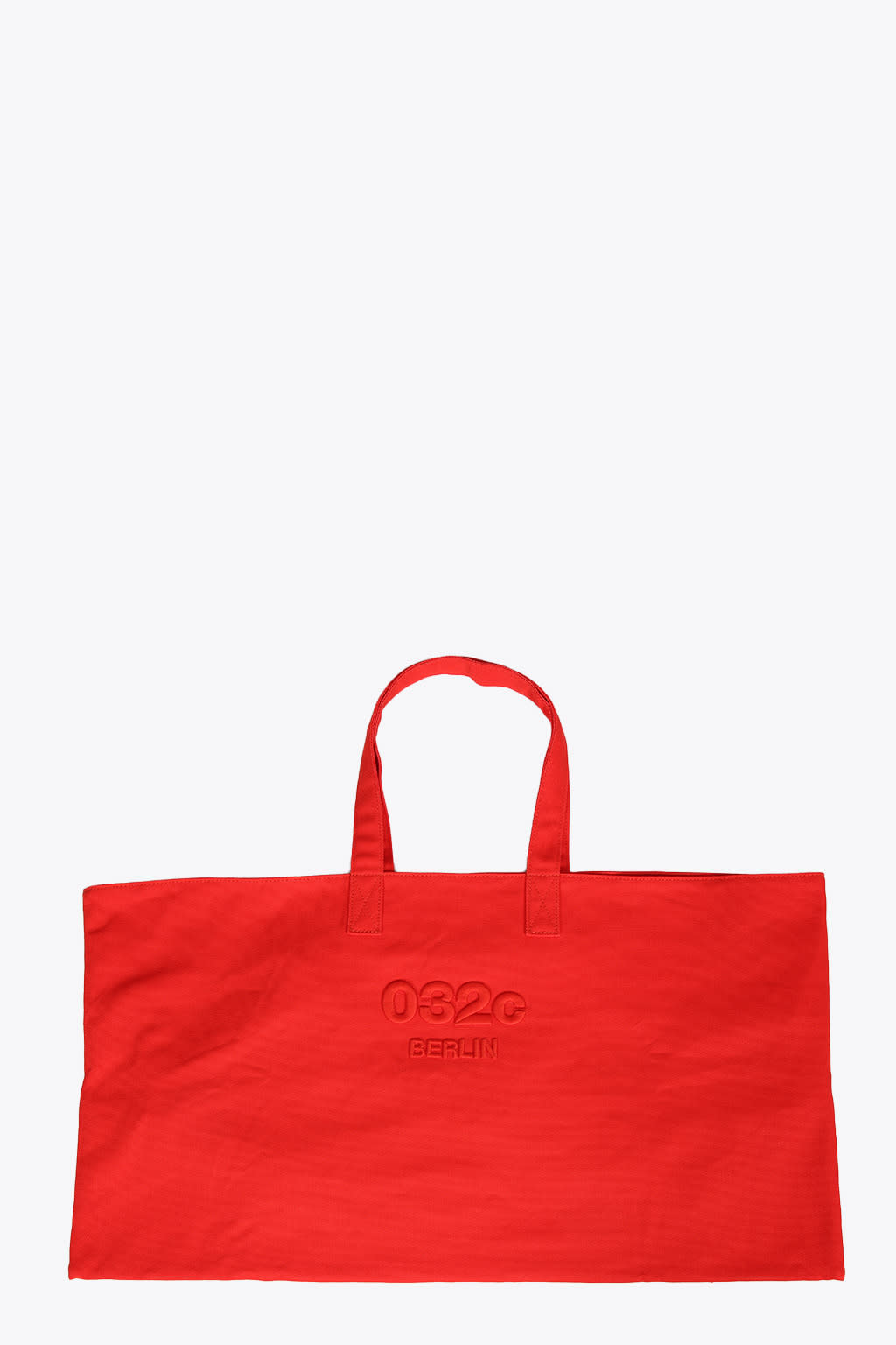 032c Weekend Bag Red Cotton Shopping Bag With Logo Embroidery