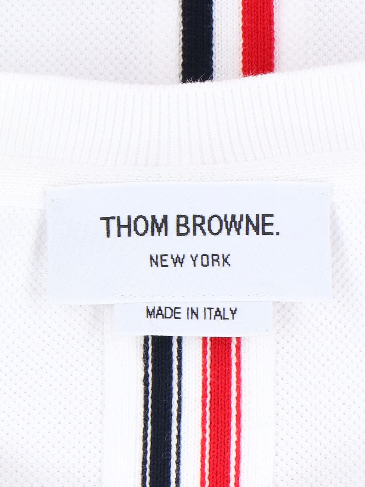 Shop Thom Browne T-shirt With Tricolor Back Detail In White