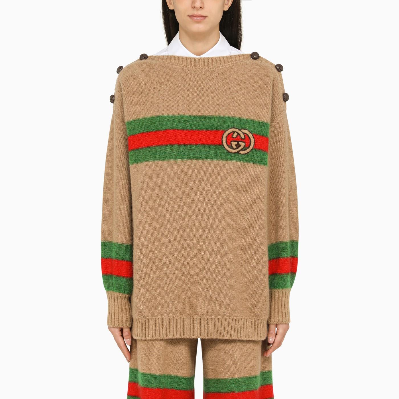 Shop Gucci Camel Wool Crew-neck Sweater