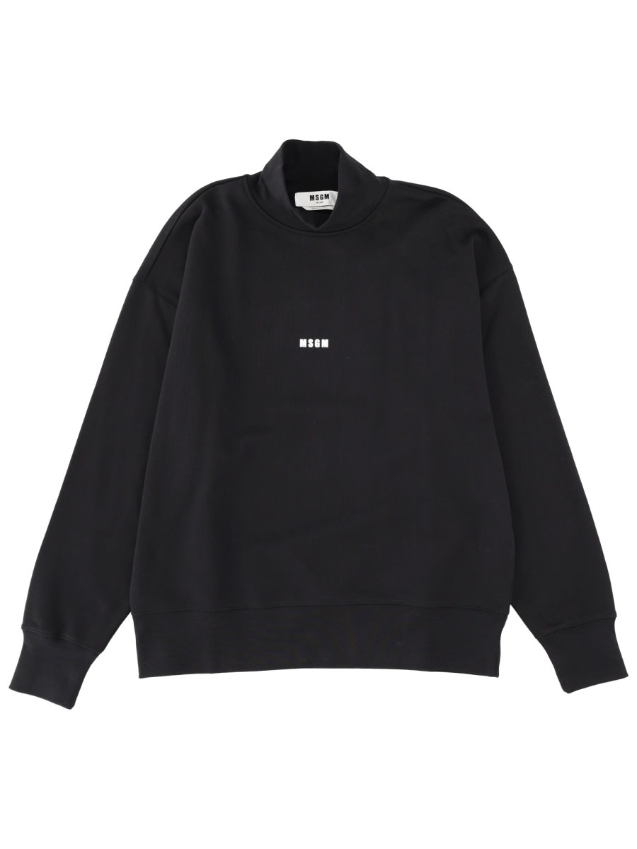 Msgm Sweatshirt With Micro Logo In Black
