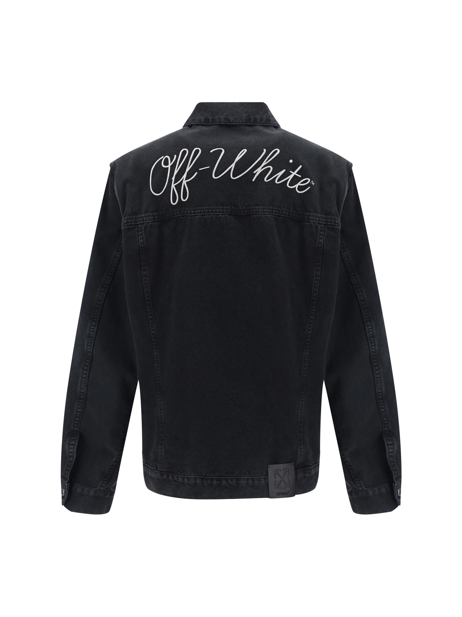 Shop Off-white Denim Jacket In Black White