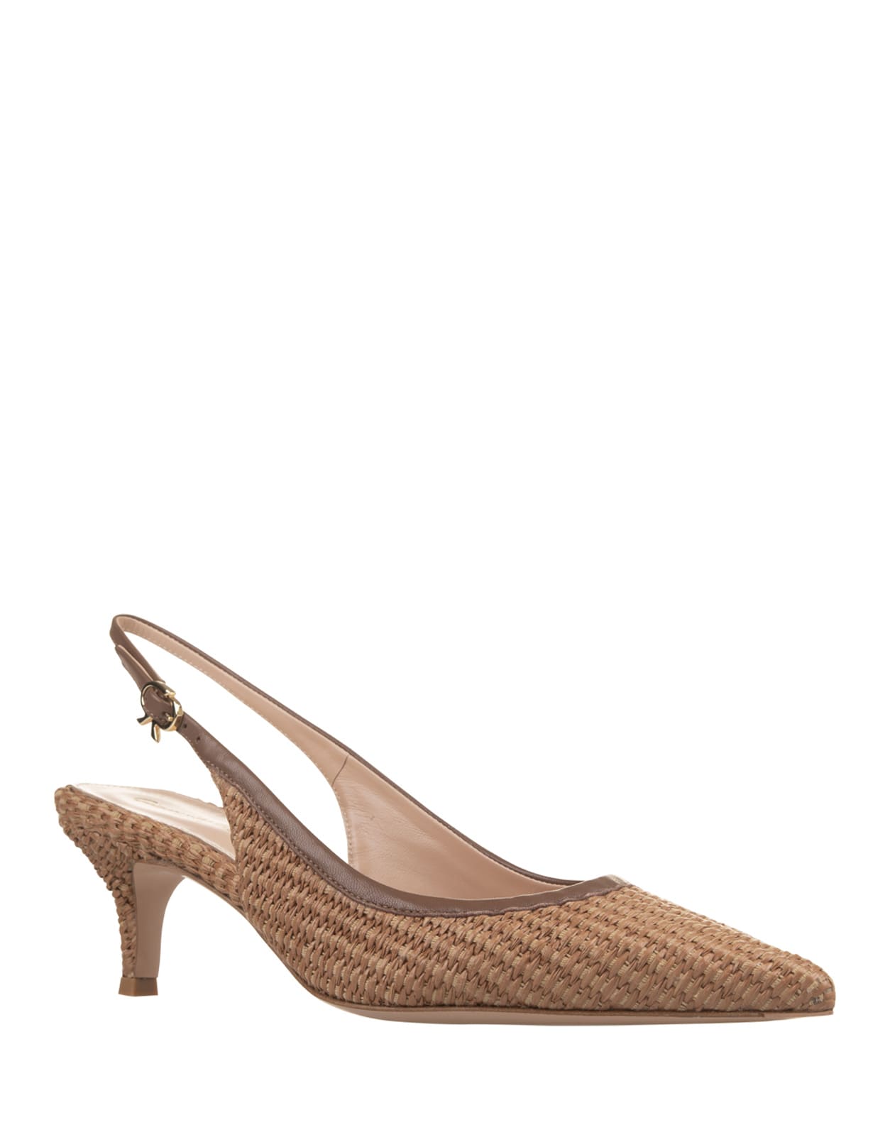 Shop Gianvito Rossi Leith Slingbacks In Woven Raffia In Brown