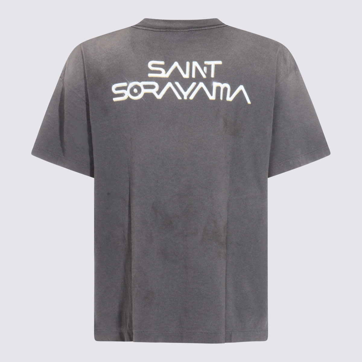Saint Mxxxxxx Dark Grey Cotton T-shirt In Animal Print