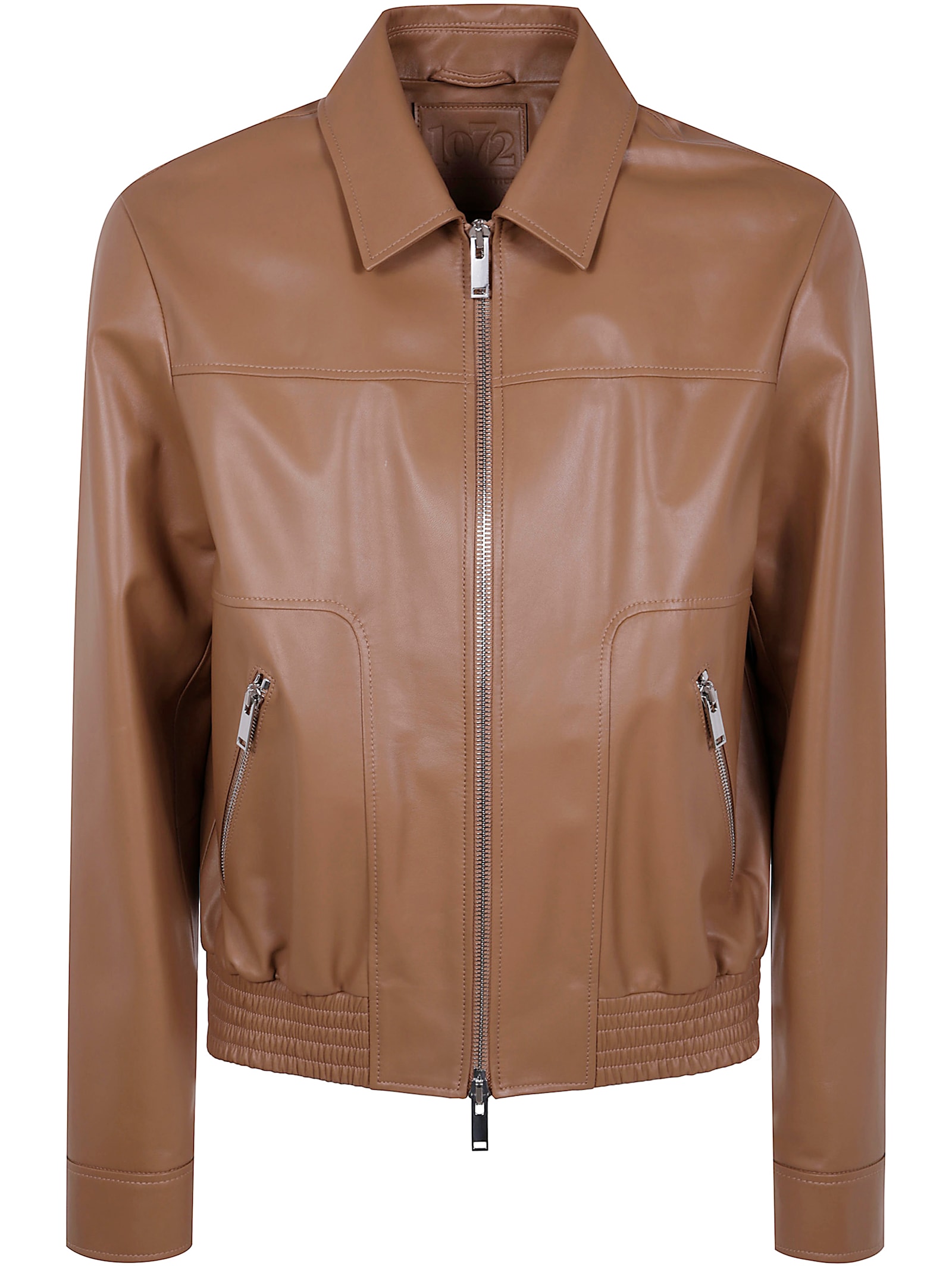 Leather Fitted Bomber Jacket