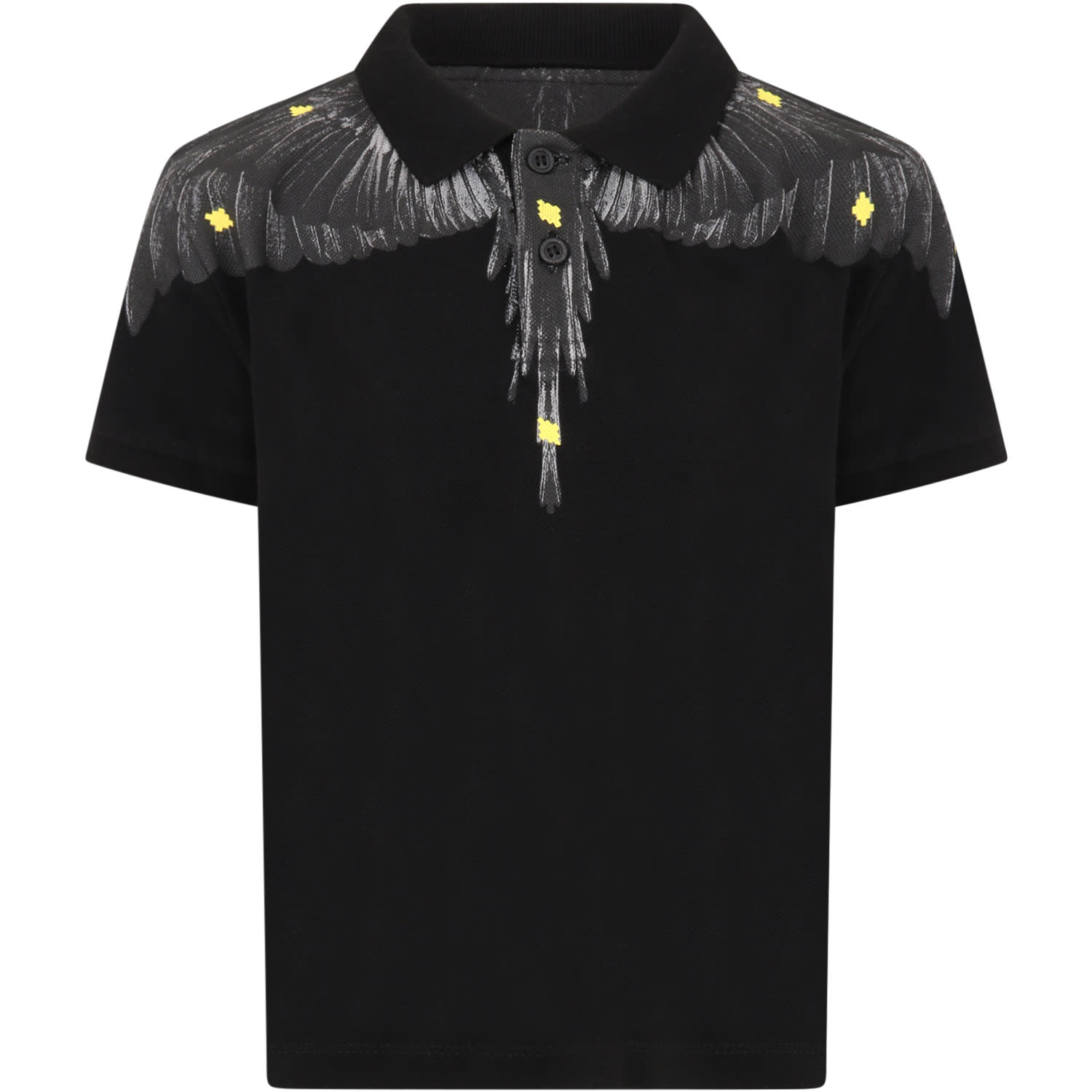 Marcelo Burlon Black Polo Shirt For Boy With Iconic Wings