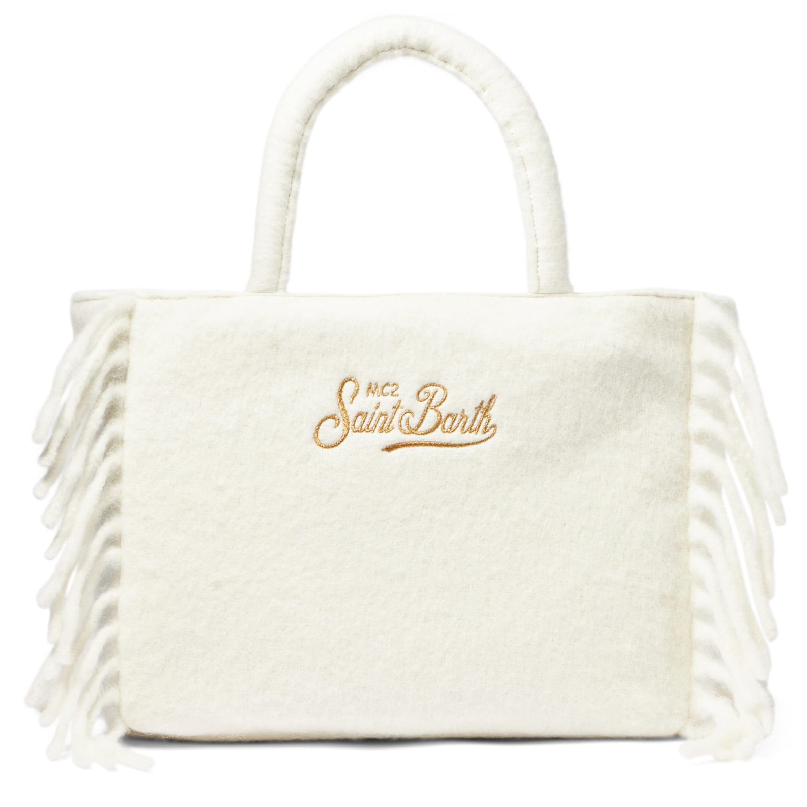 Shop Mc2 Saint Barth Vanity Blanket White Shoulder Bag With Fringes In Multicolor