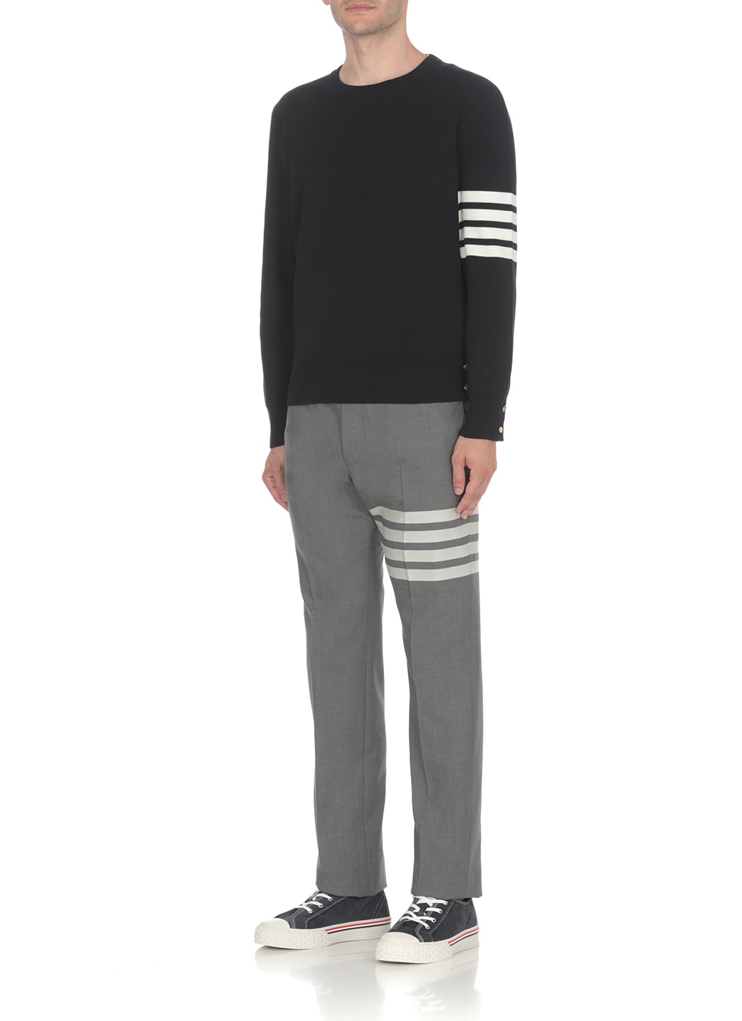 Thom Browne 4-bar Stripe Virgin Wool Jumper In Blue