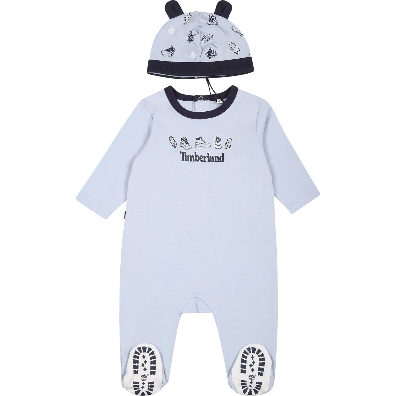 Timberland Light Blue Set For Baby Boy With Logo
