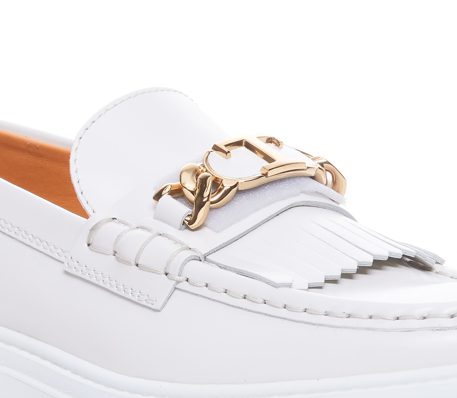 Shop Tod's Leather Loafers In White