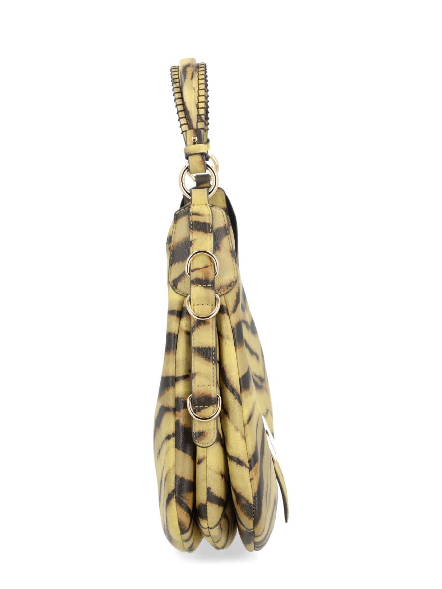 Ganni Small Kat Zebra Print Shoulder Bag In Yellow