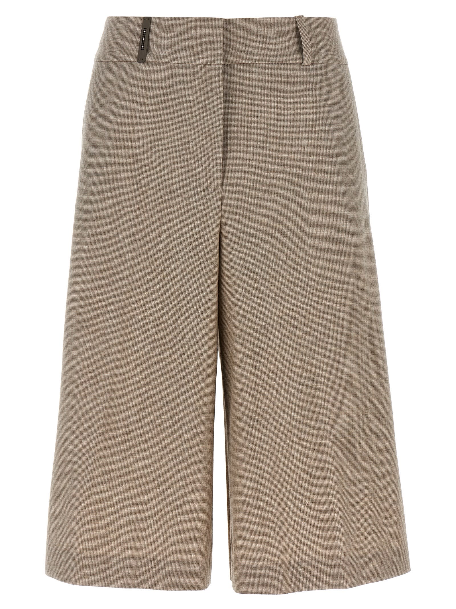 Micro Houndstooth Long Bermuda Shorts