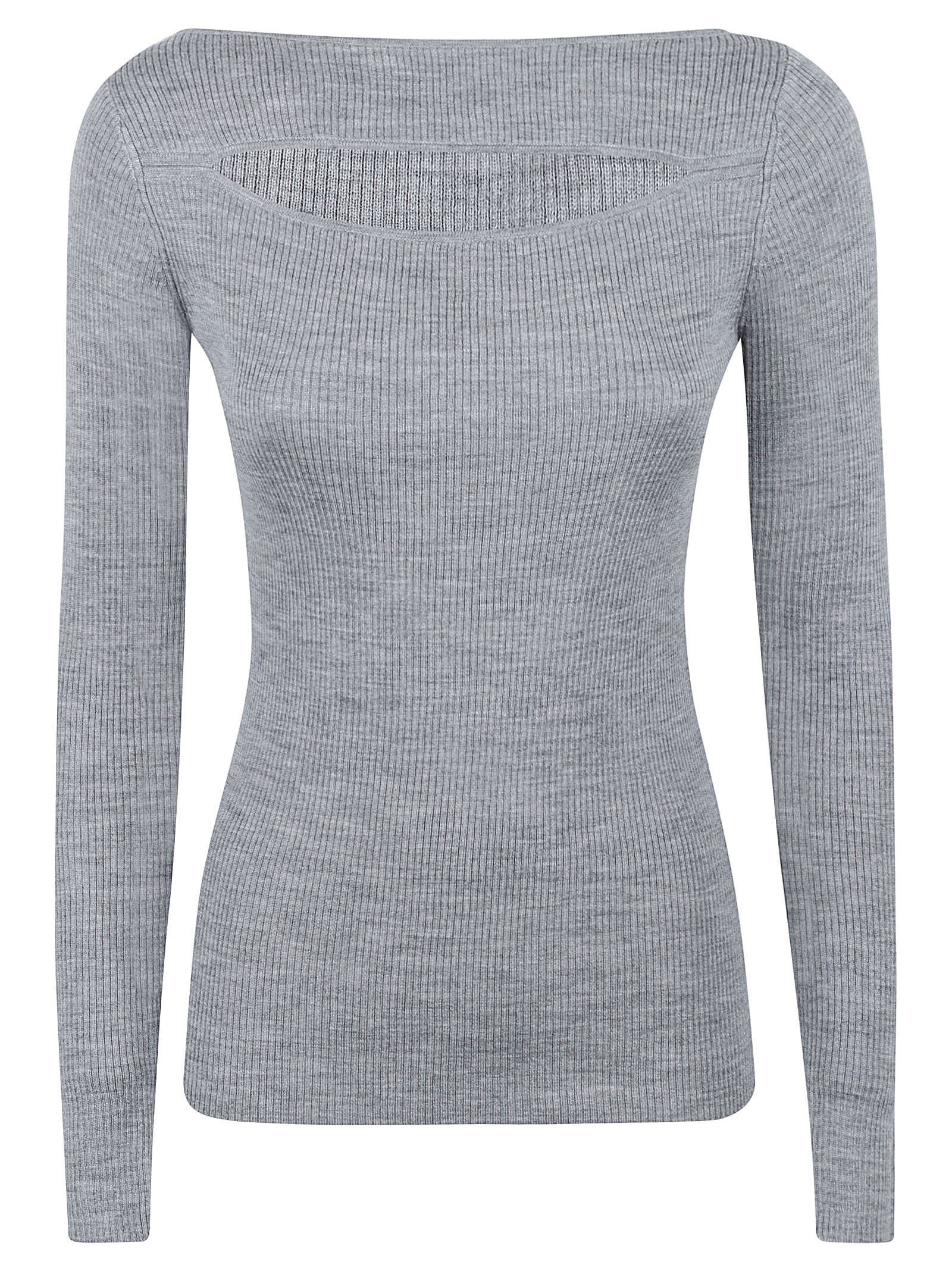 P.a.r.o.s.h Cut-out Ribbed Wool Jumper In Grey