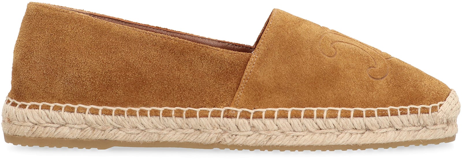 Celine Logo-debossed Suede Espadrilles In Brown