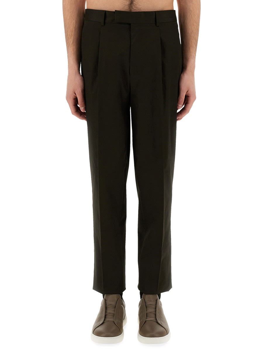 Zegna Pants With Pleat In Brown