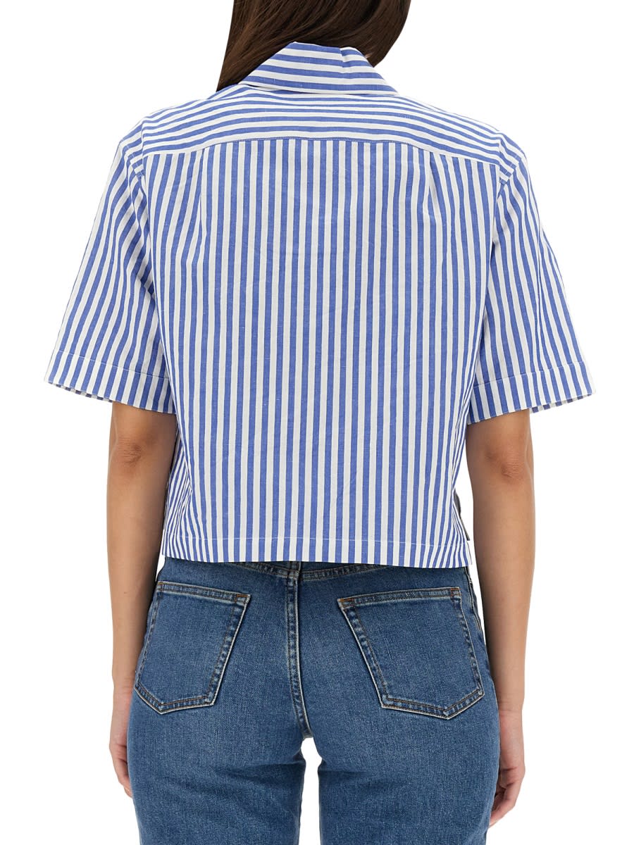 Margaret Howell Candy Stripe Shirt In Blue