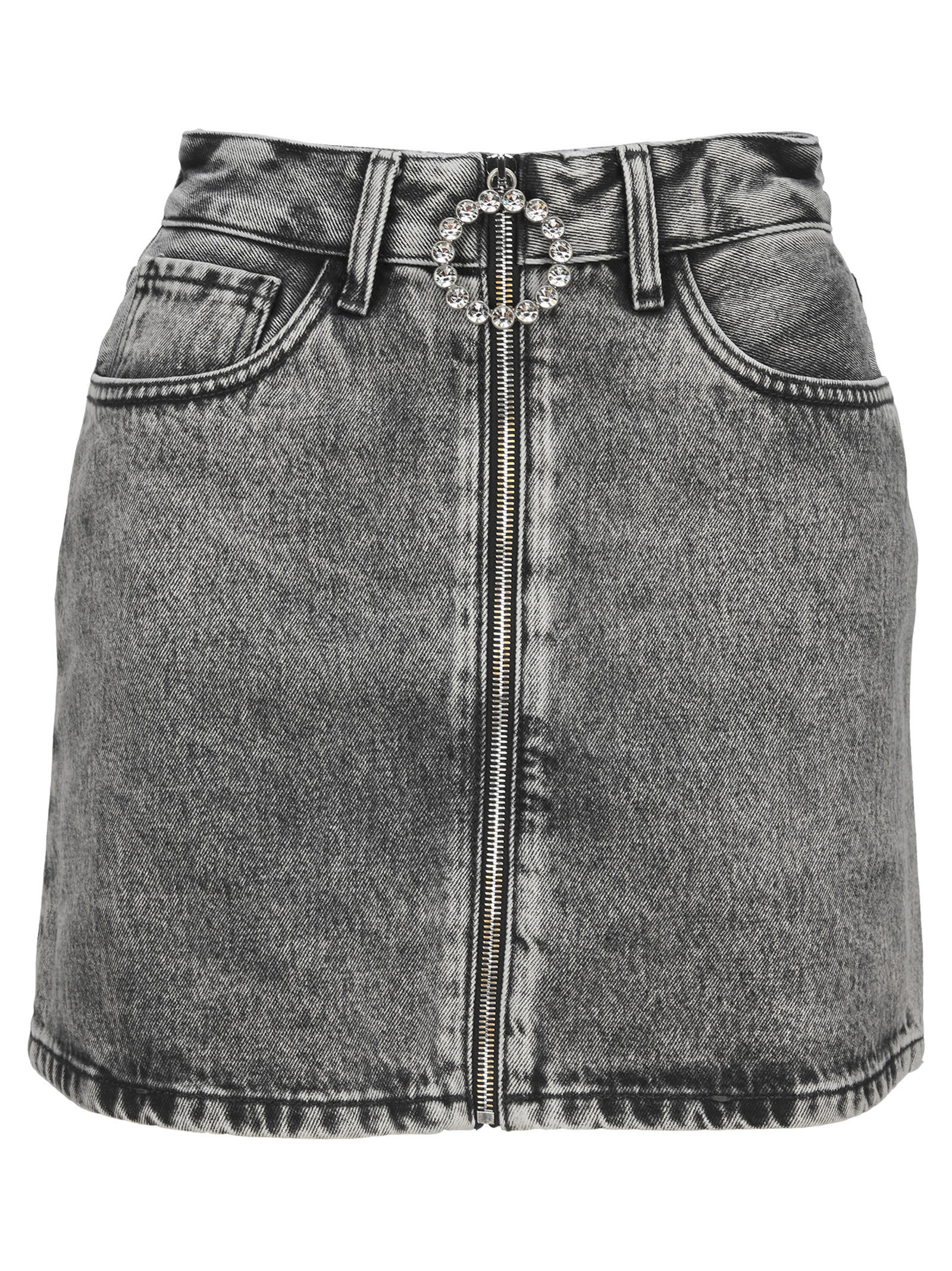 Alessandra Rich Grey Denim Mini Skirt