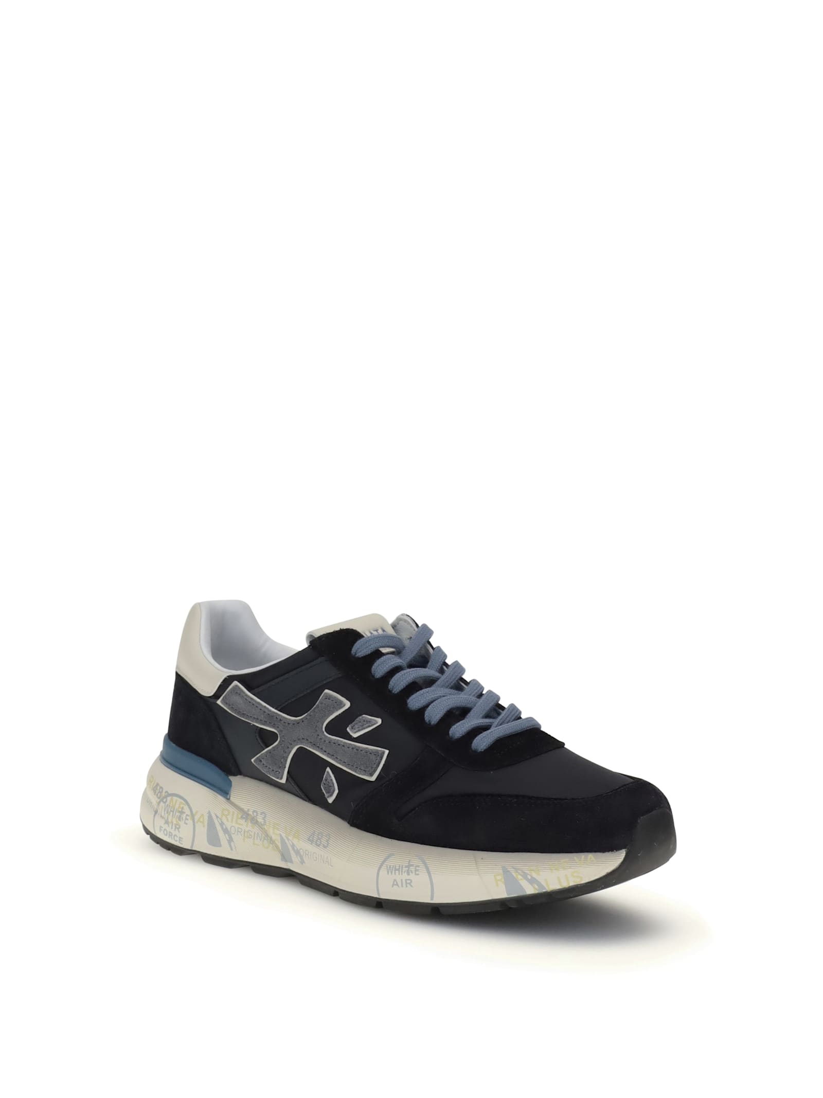 Premiata Layered White And Grey Sneakers With Sculpted Sole In Multi