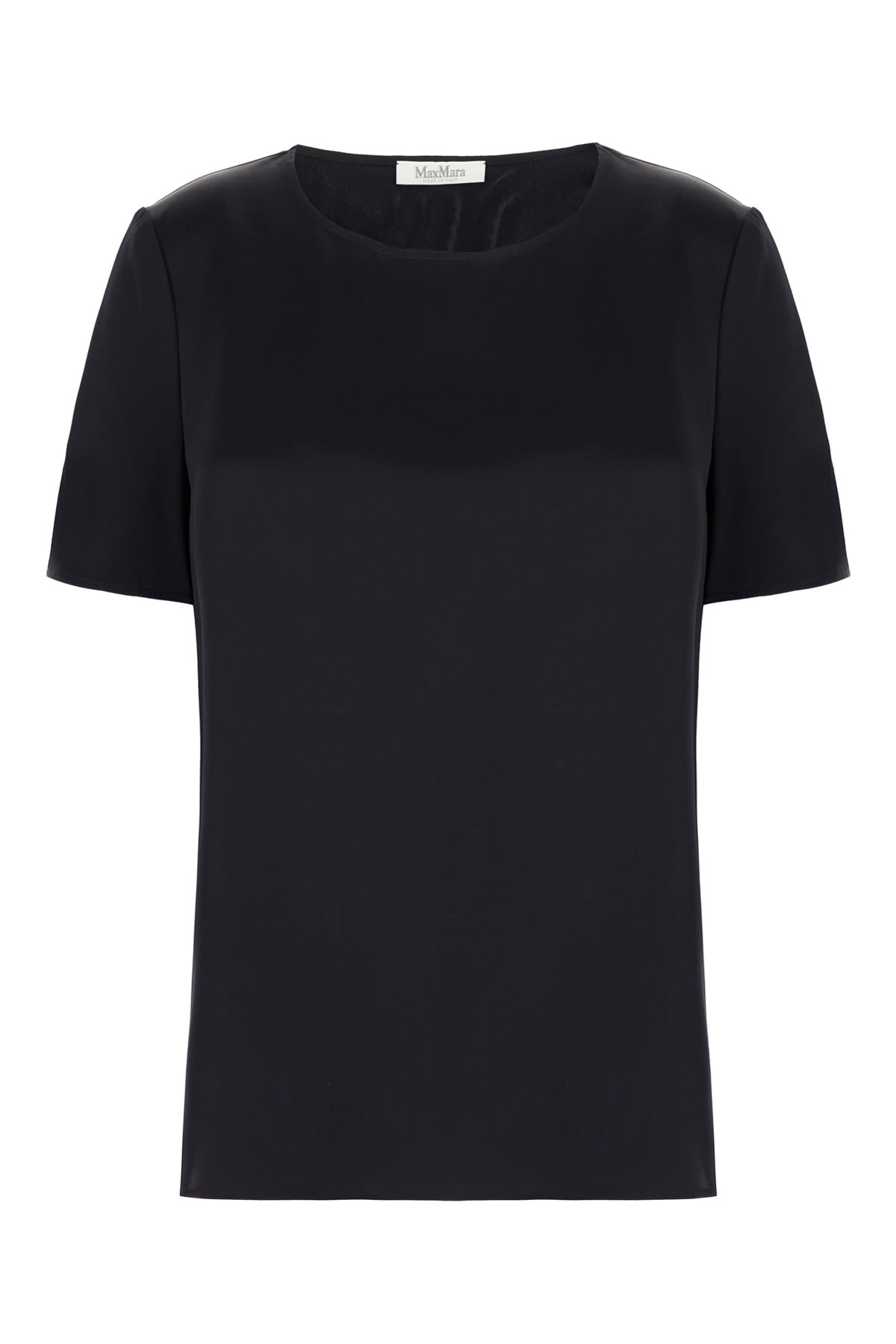 Shop Max Mara Black Silk Blouse In Blu Marino