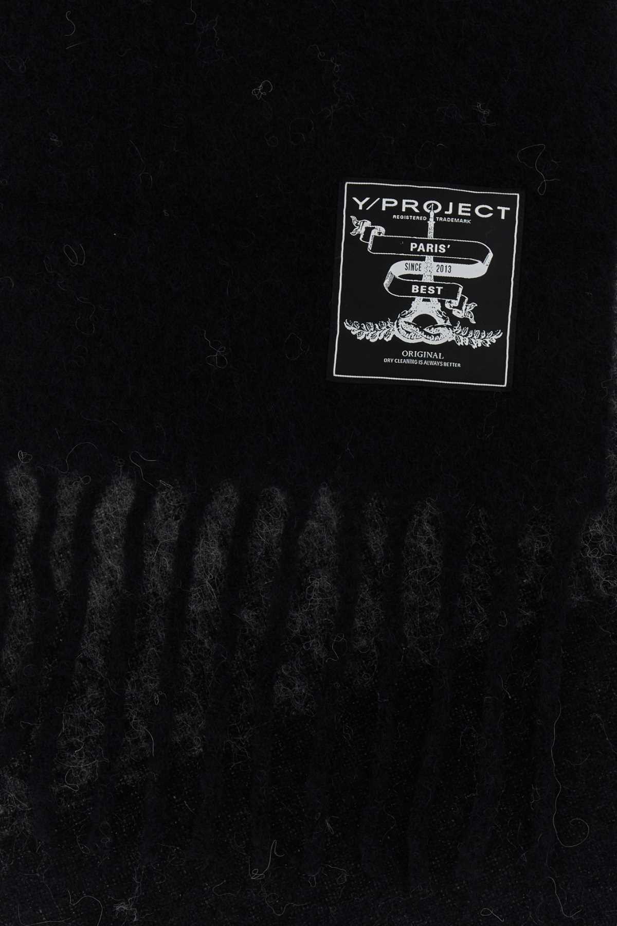 Y/project Embroidered Mohair Blend Scarf In Black/grey