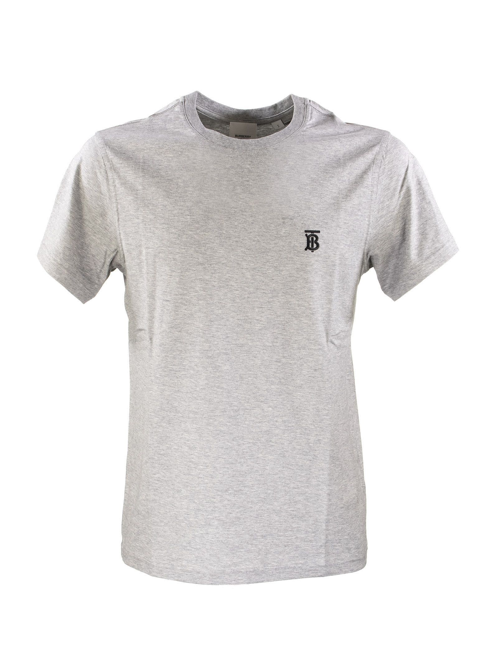 Burberry Parker Logo-embroidered Cotton T-shirt In Grey | ModeSens