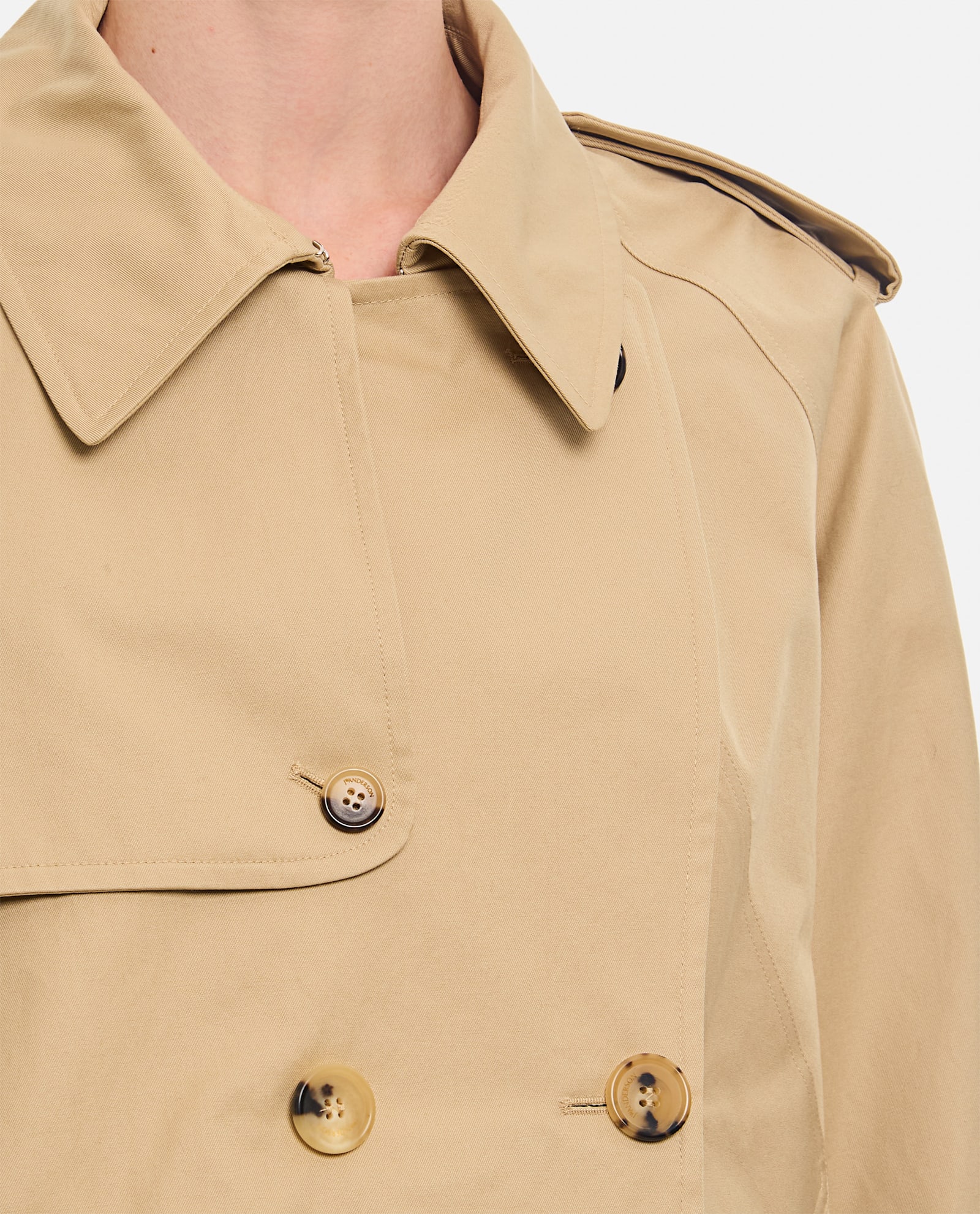 Shop Jw Anderson Cropped Trench Coat In Beige