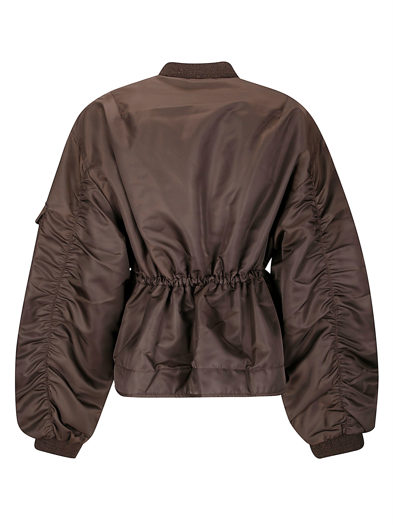 Cecilie Bahnsen Birdie Ruched Padded Shell Bomber Jacket In Brown
