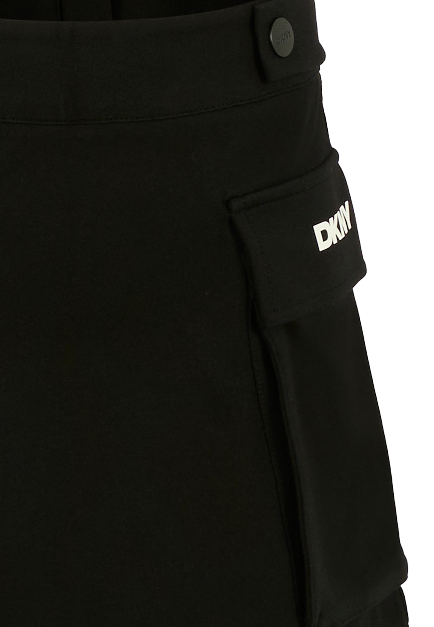 Dkny Black Skirt For Girl With White Logo In Multi