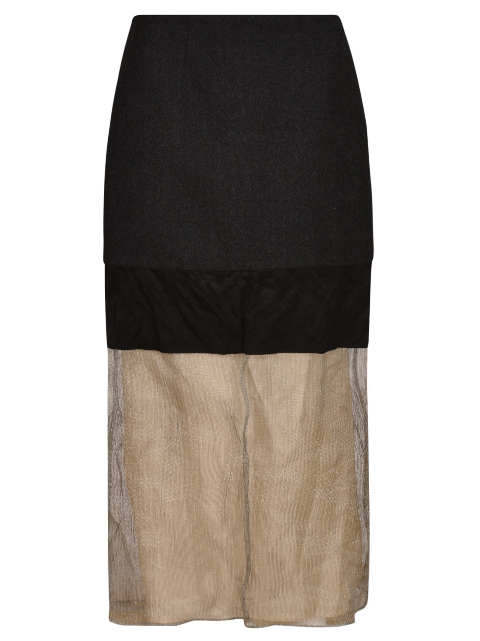 Shop Prada Mesh Paneled Skirt In Acciaio