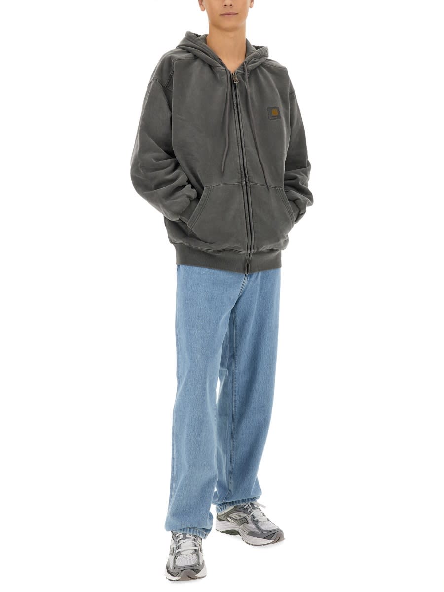 Carhartt Wide Leg Cotton Blend Denim Trousers In Blue