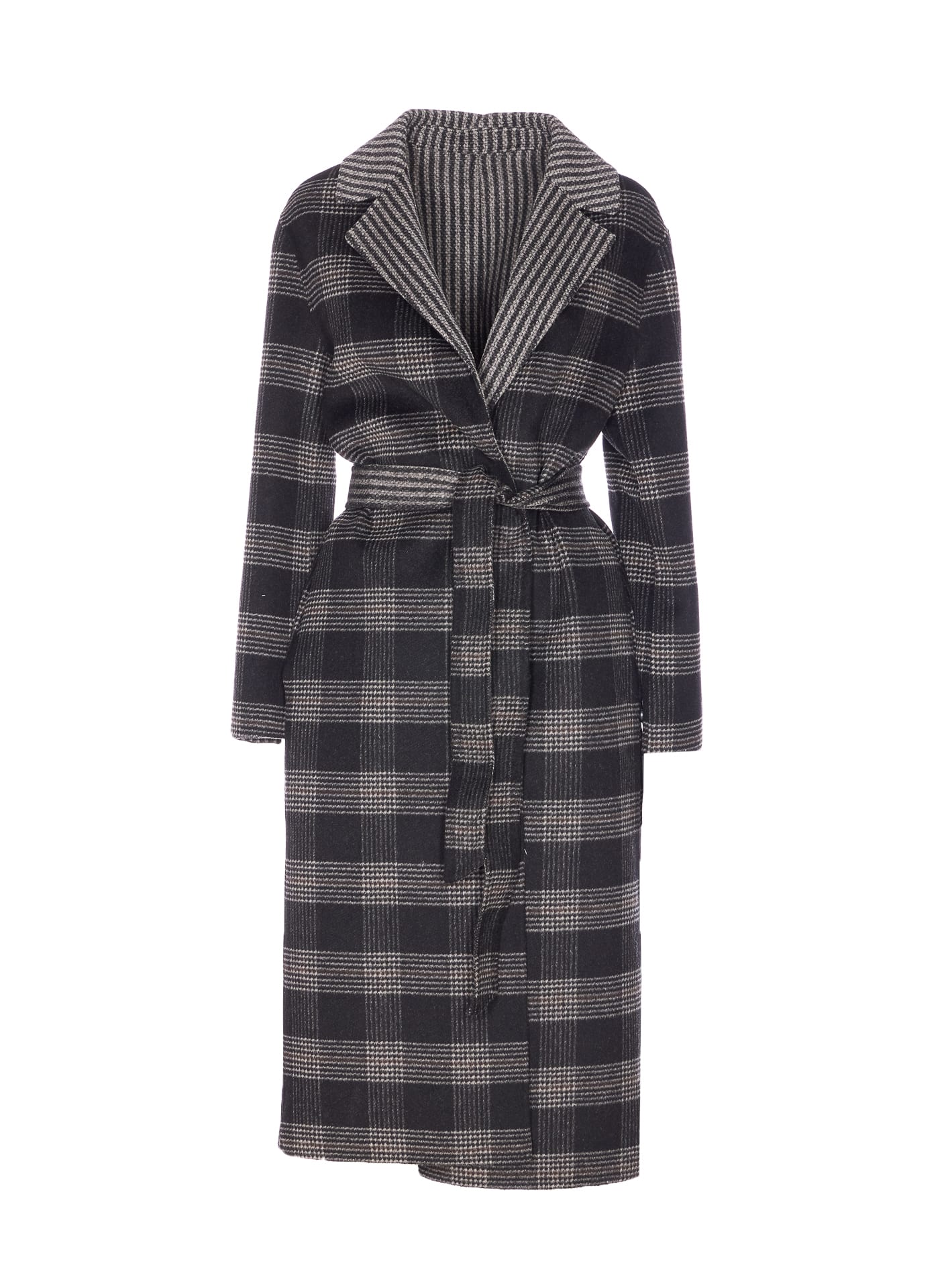 Twinset Twin Set Reversible Coat With Double Cloth In Black