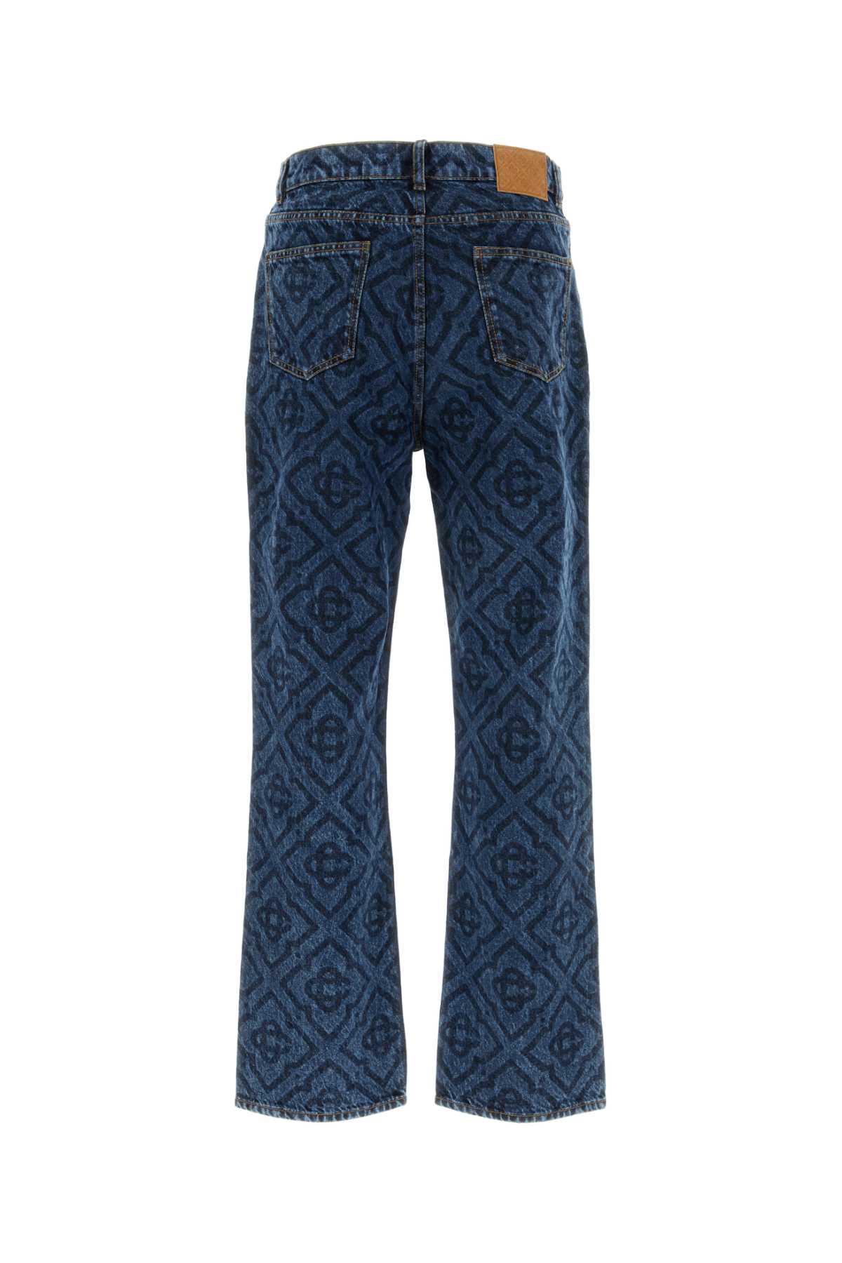 Shop Casablanca Printed Denim Jeans In Monogramdarkvintagewash