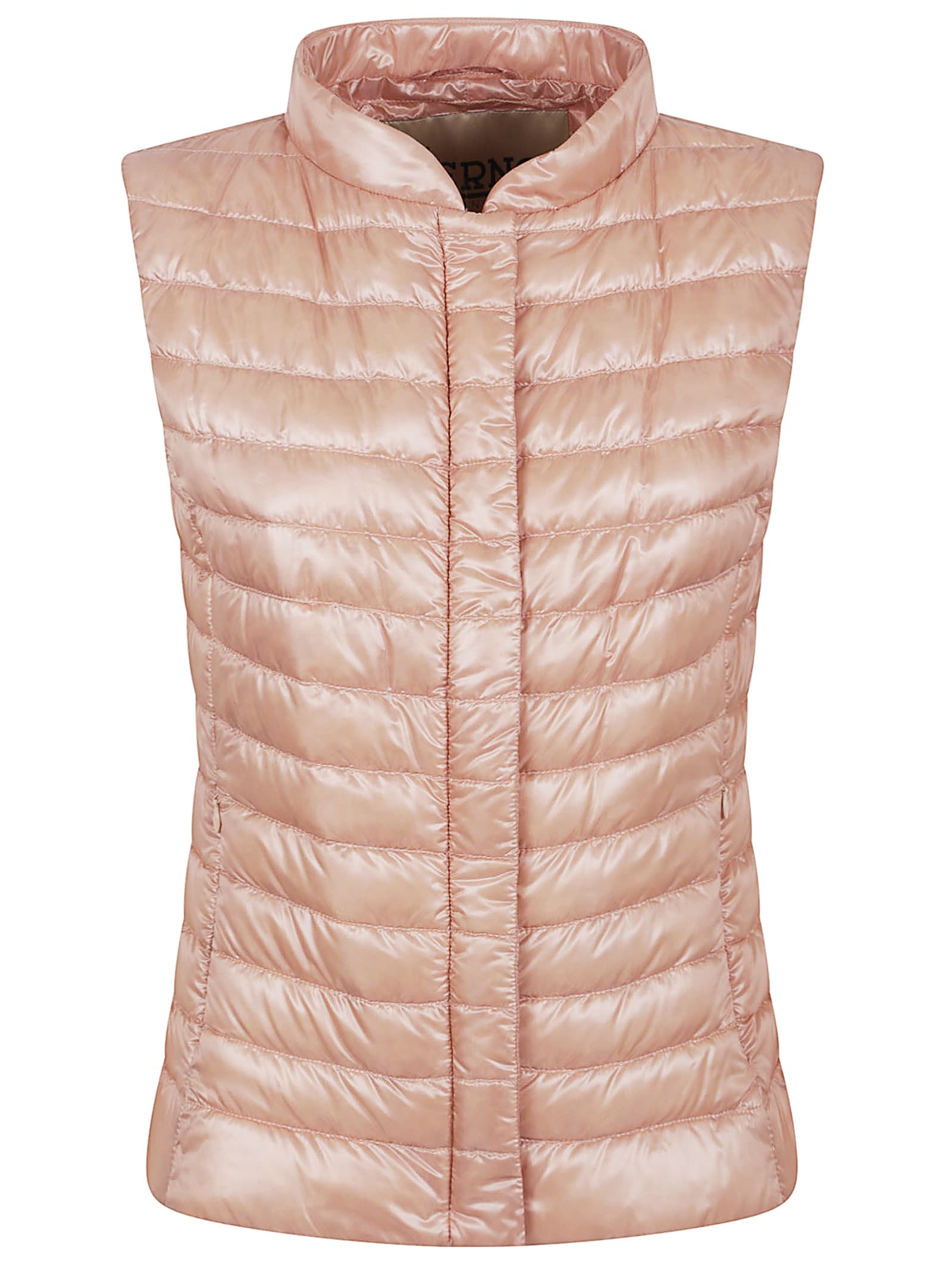 Herno Quilted Sleeveless Lightweight High Collar Jacket In Rosa