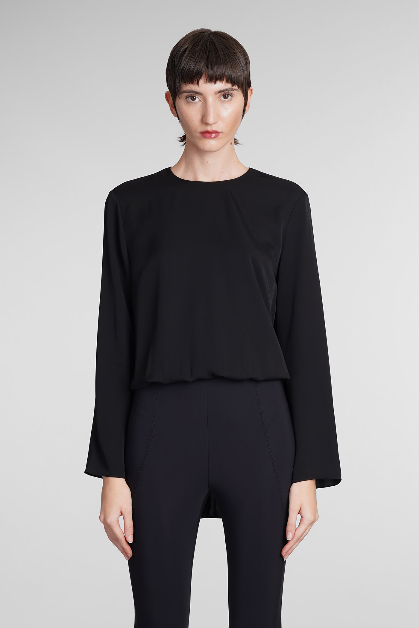 THEORY BLOUSE IN BLACK SILK