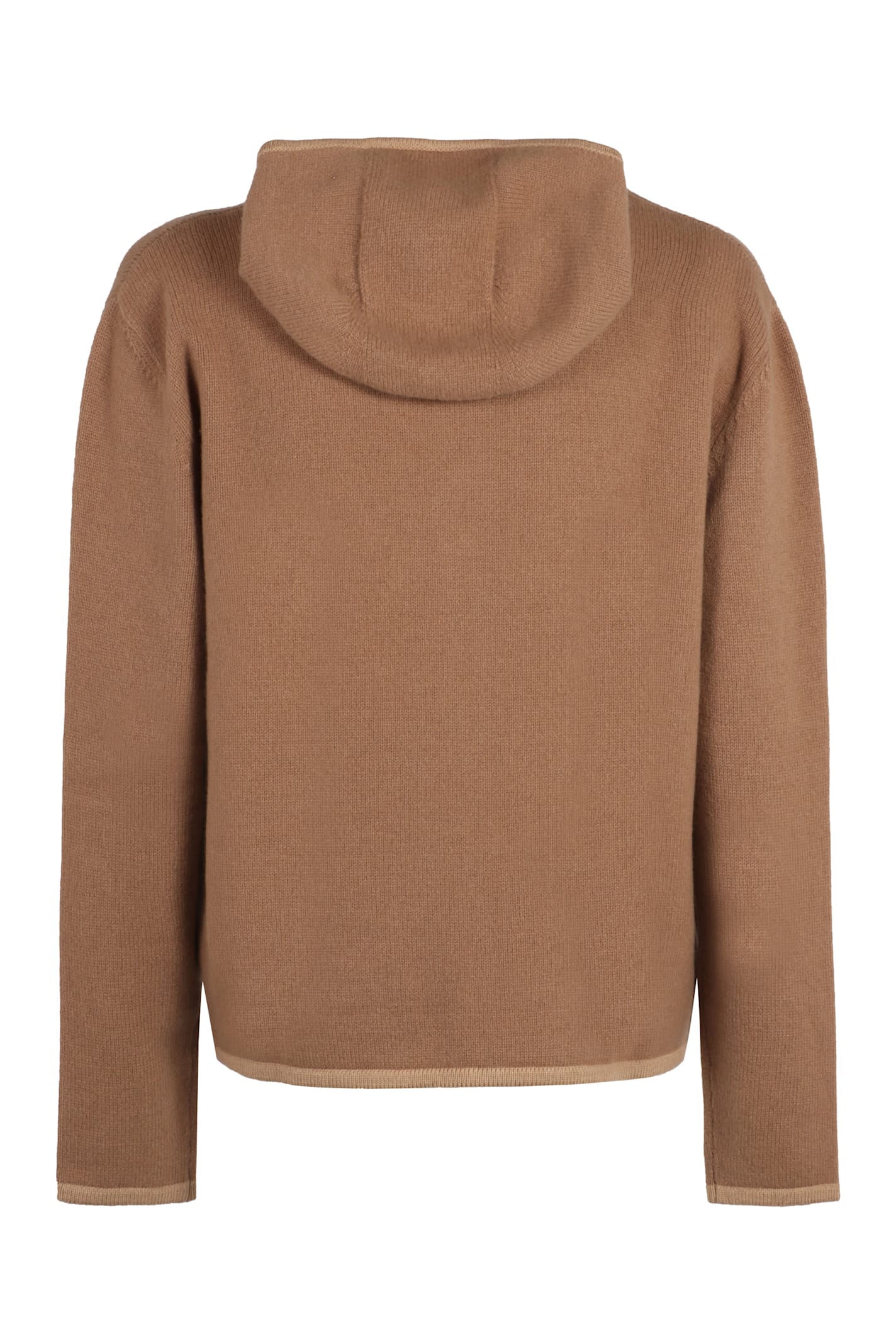 Ferragamo Hooded Zip-up Cardigan Long Sleeves In Camel