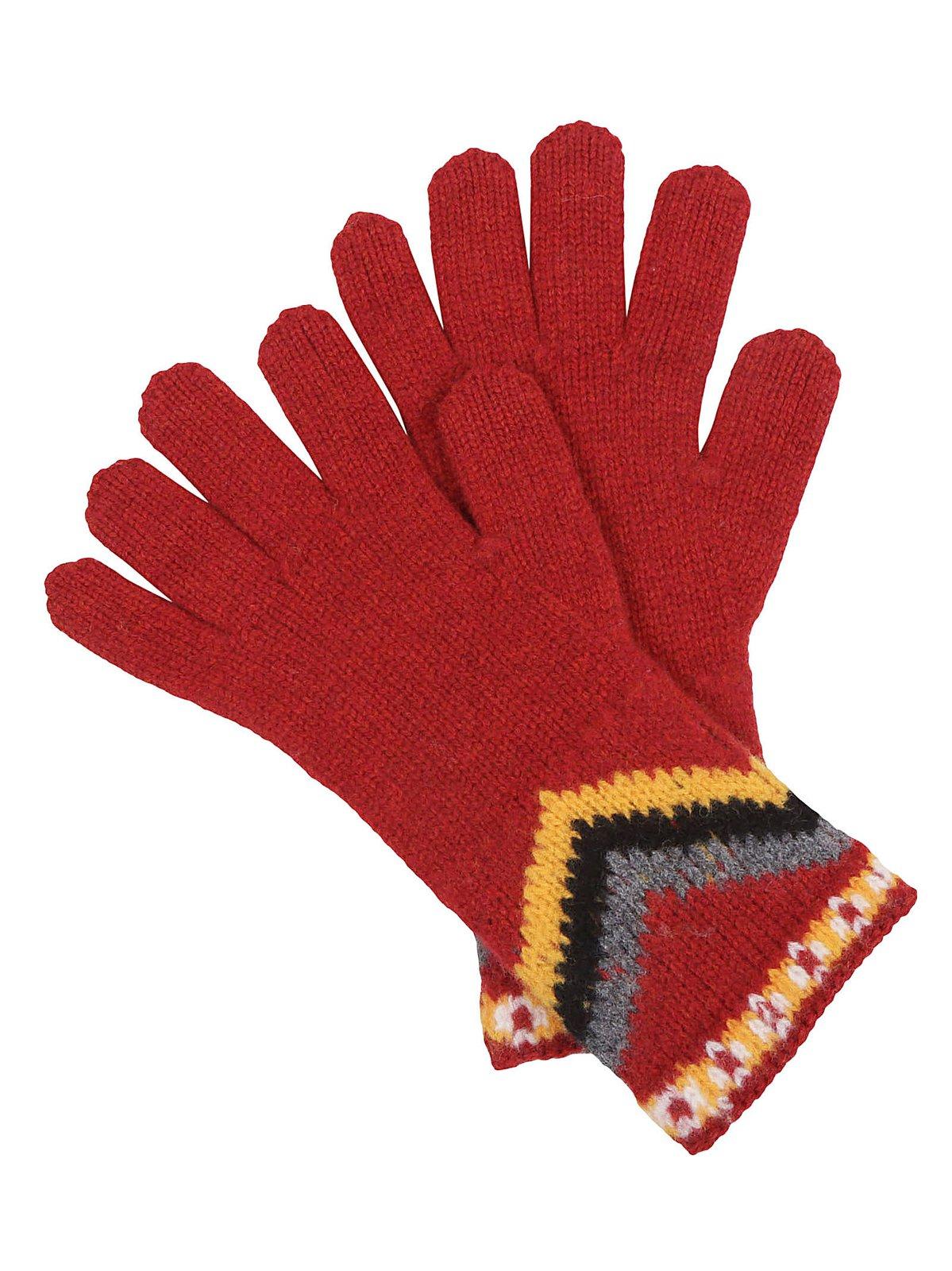 Shop Alanui Detailed Knit Gloves In Red