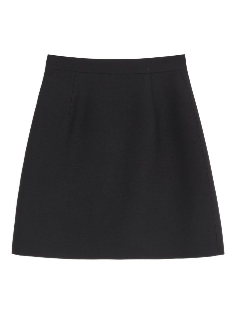 Valentino Vlogo Signature Wool And Silk Skirt In Black