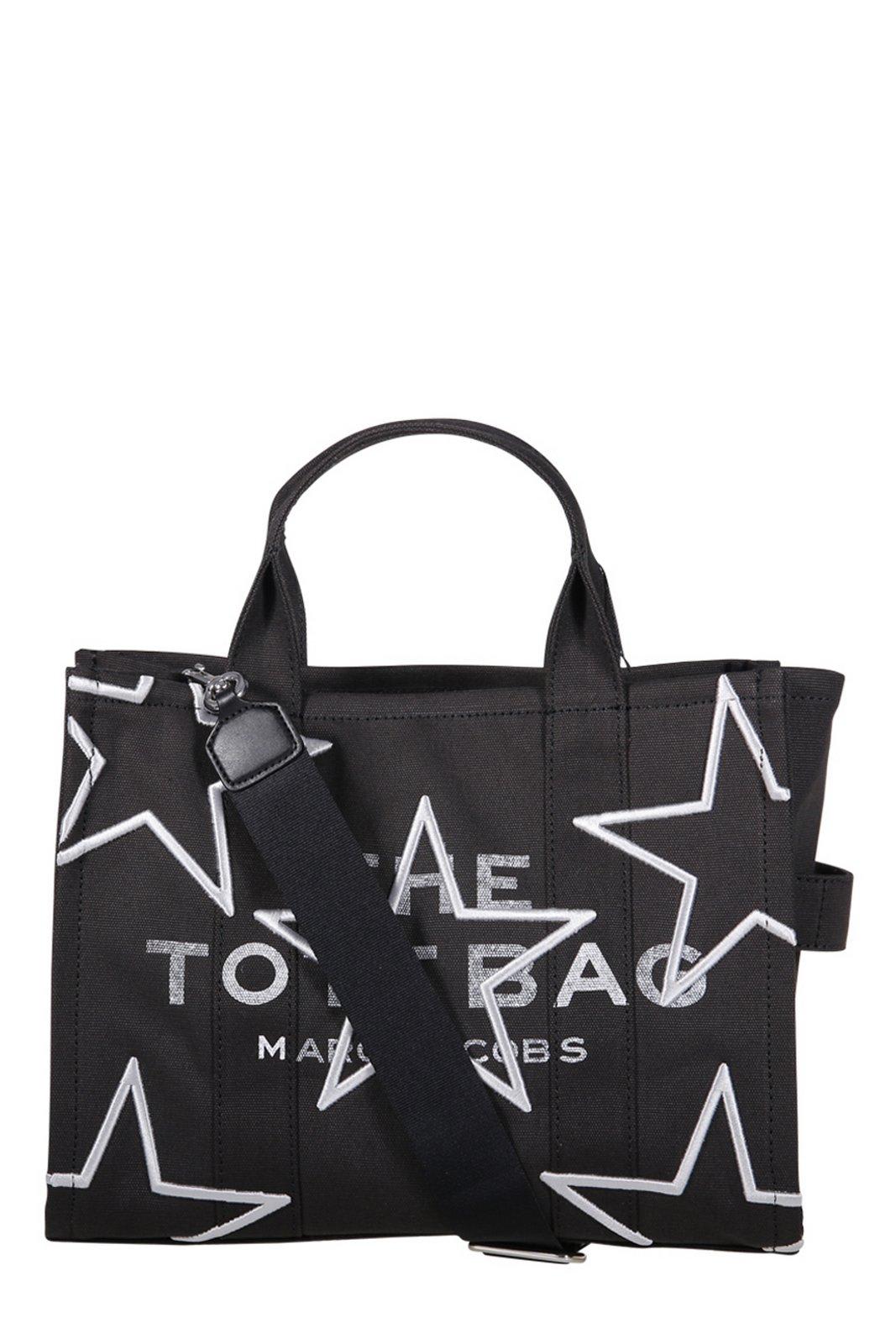 Marc Jacobs The Star Logo Printed Medium Tote Bag In Black