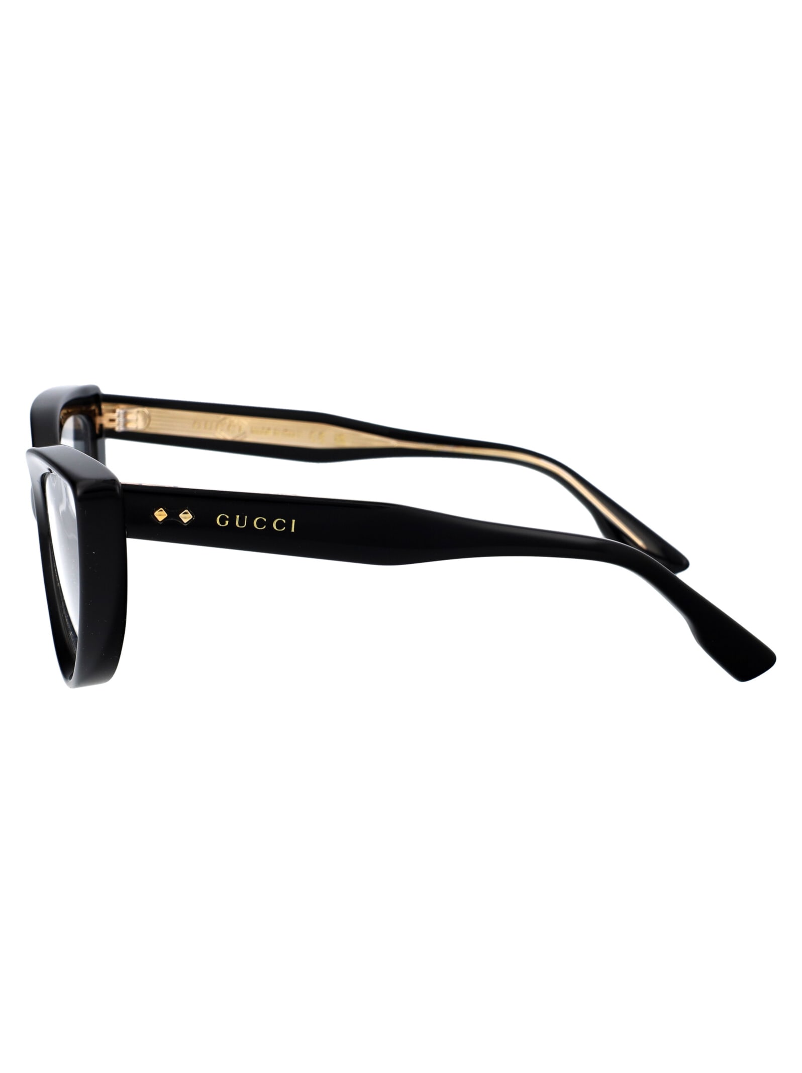 Gucci Black Black Transparent Acetate Glasses In Black