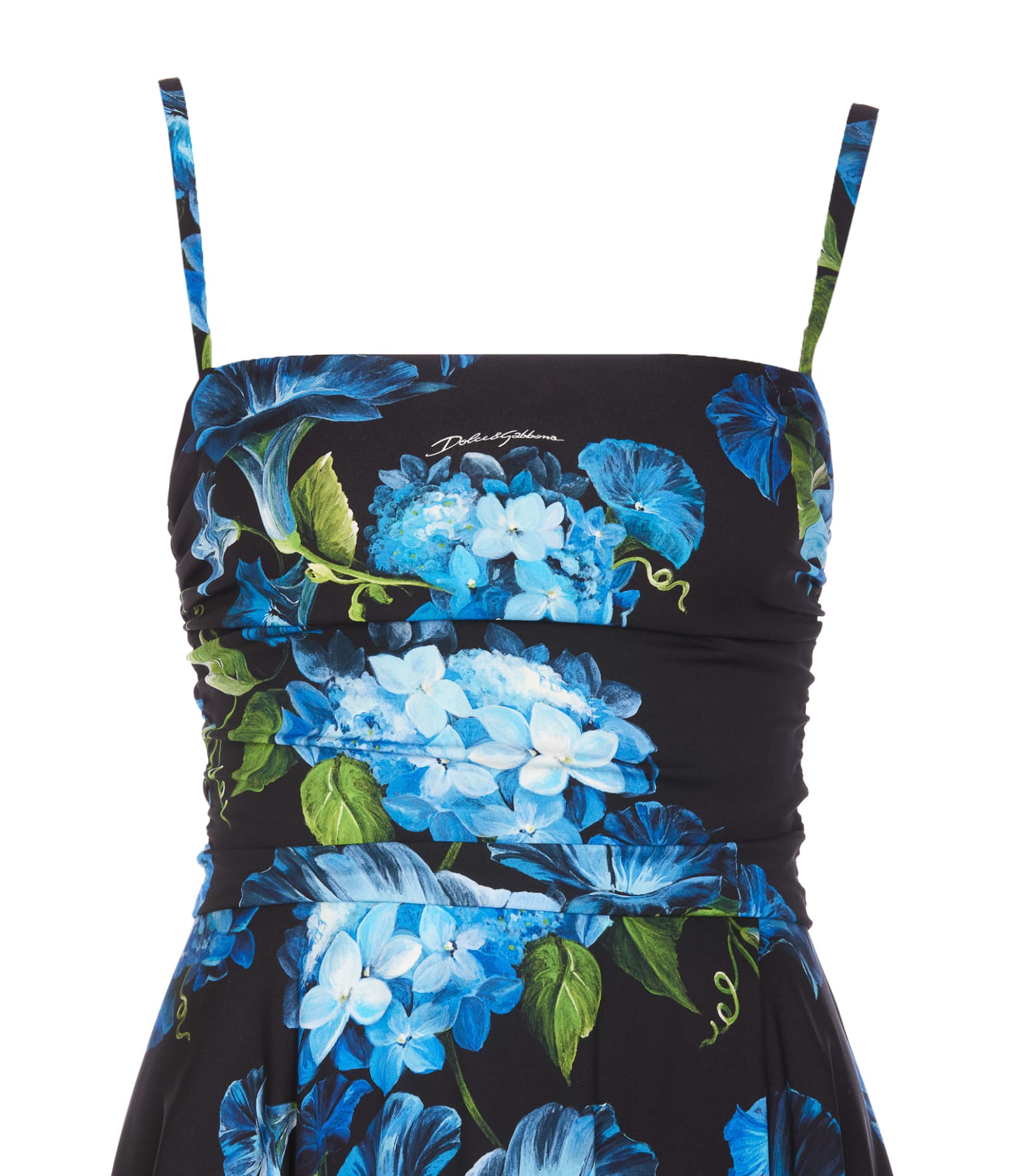 Shop Dolce & Gabbana Bluebell Print Dress In Black