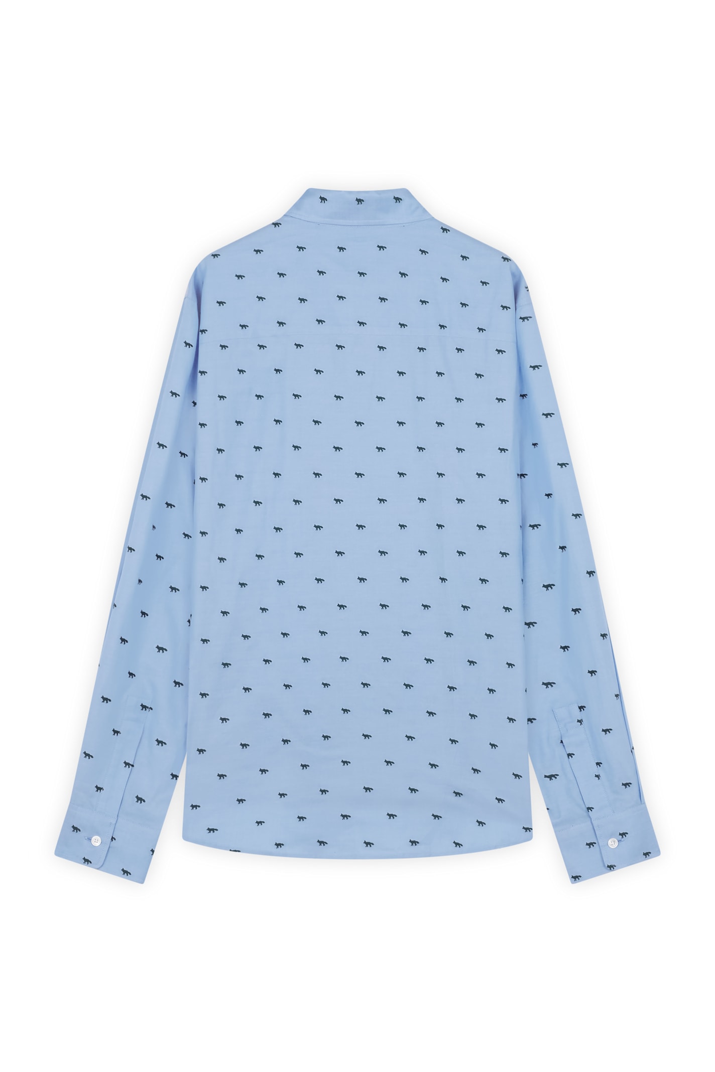 Maison Kitsuné Light Blue Casual Cotton Shirt With Print In Light Blue Green
