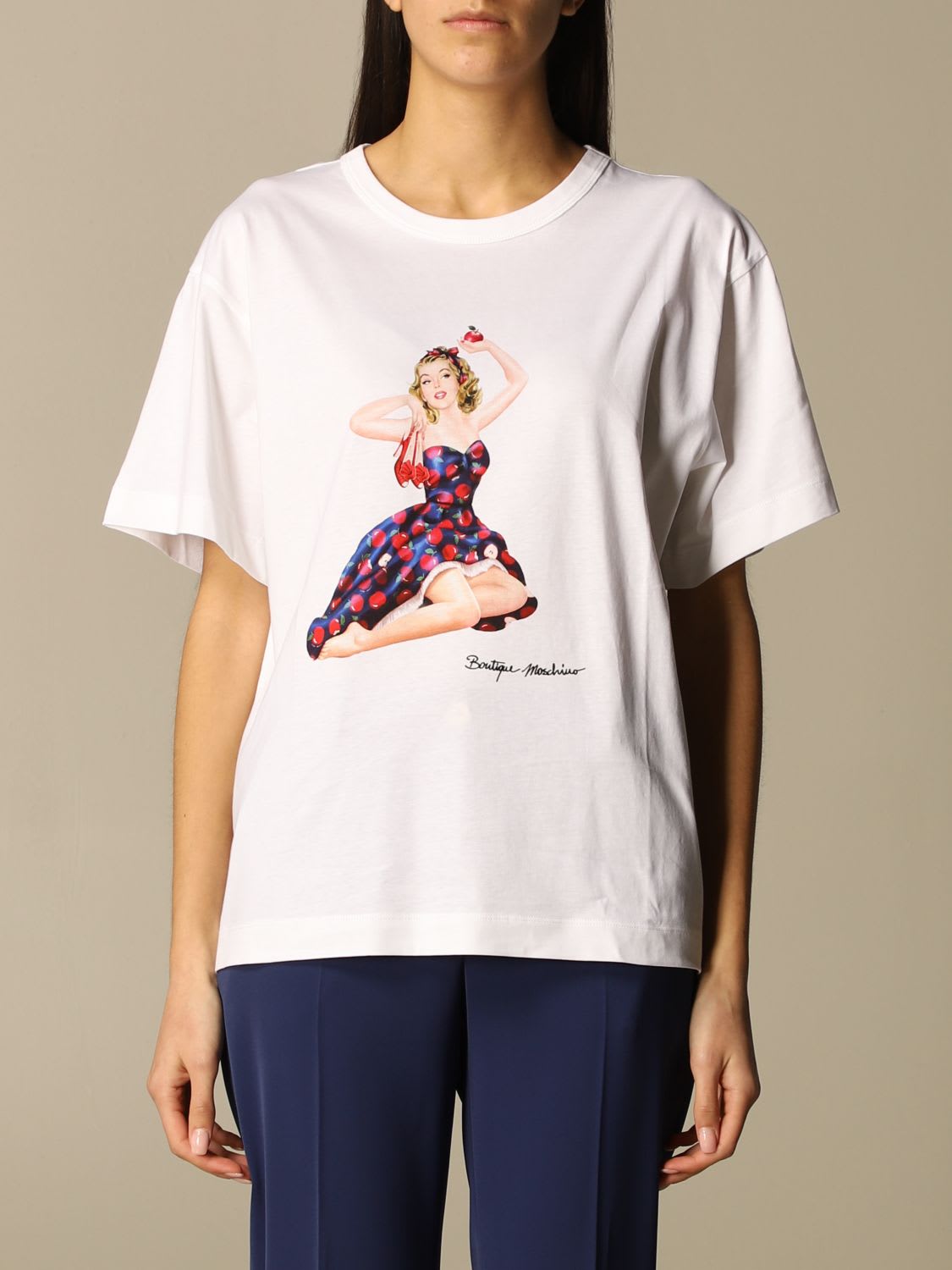 Boutique Moschino T-shirt Boutique Moschino T-shirt In Cotton With Pin-up Print