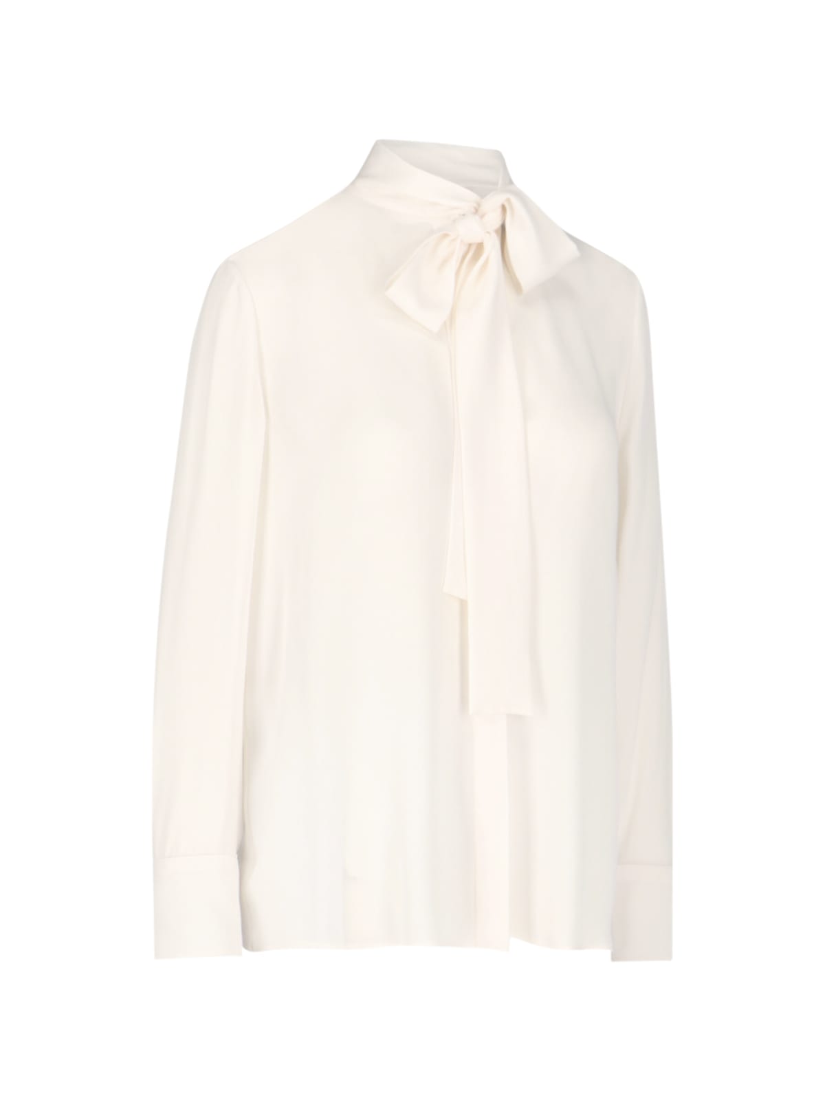 Shop Valentino Pussy Bow Detail Blouse In Crema
