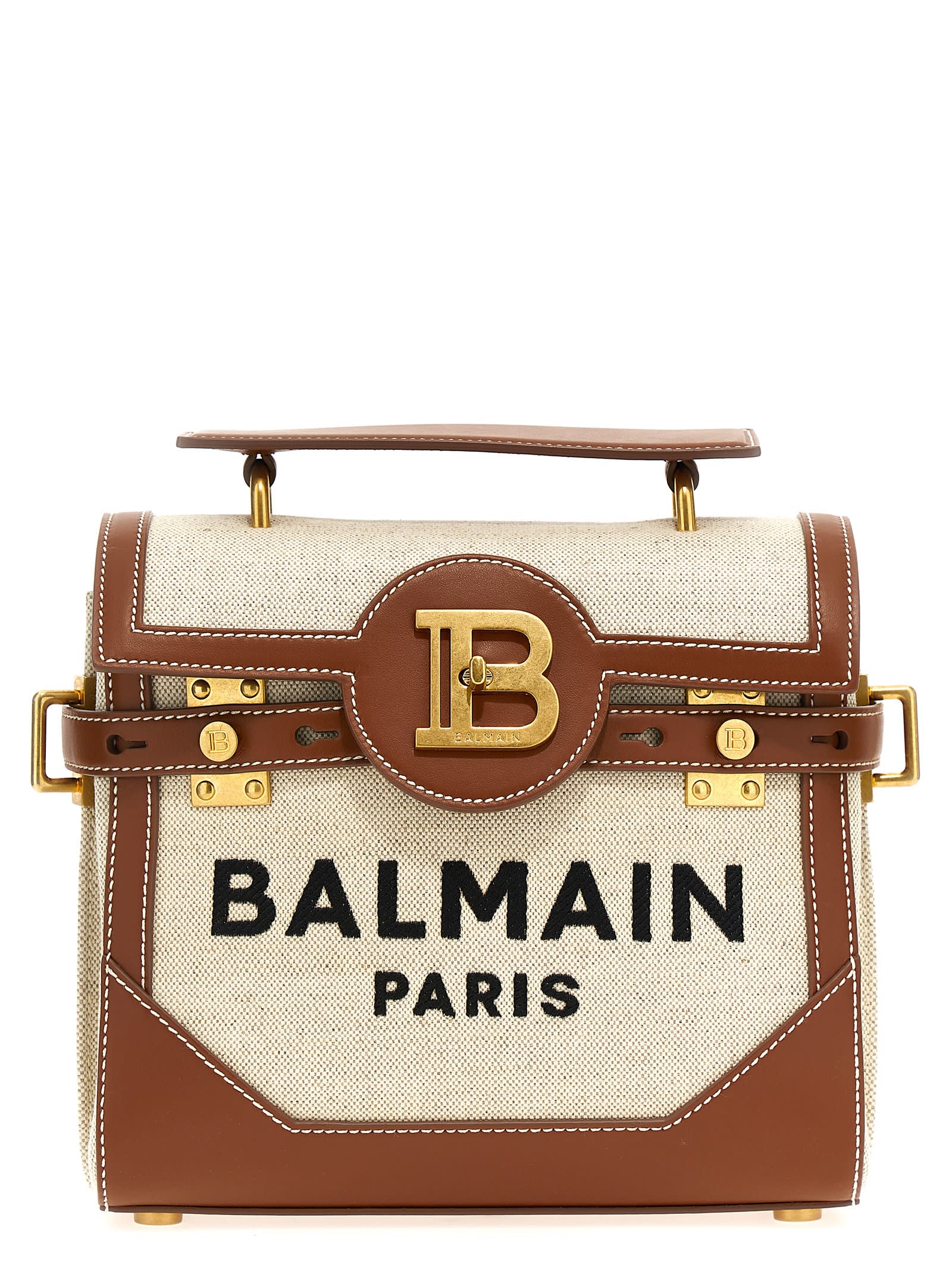 Shop Balmain B-buzz 23 Crossbody Bag In Crema