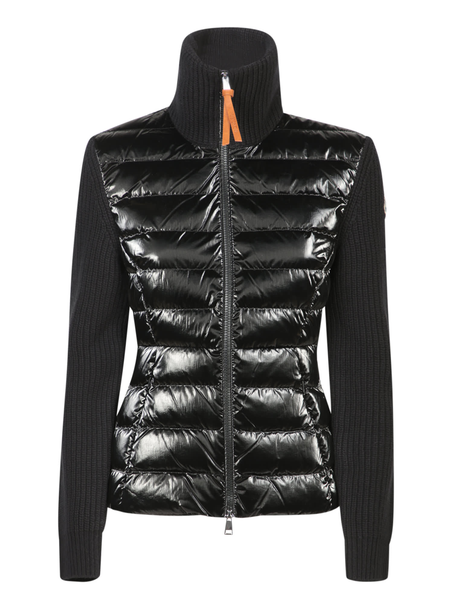 Shop Moncler Black Down Cardigan