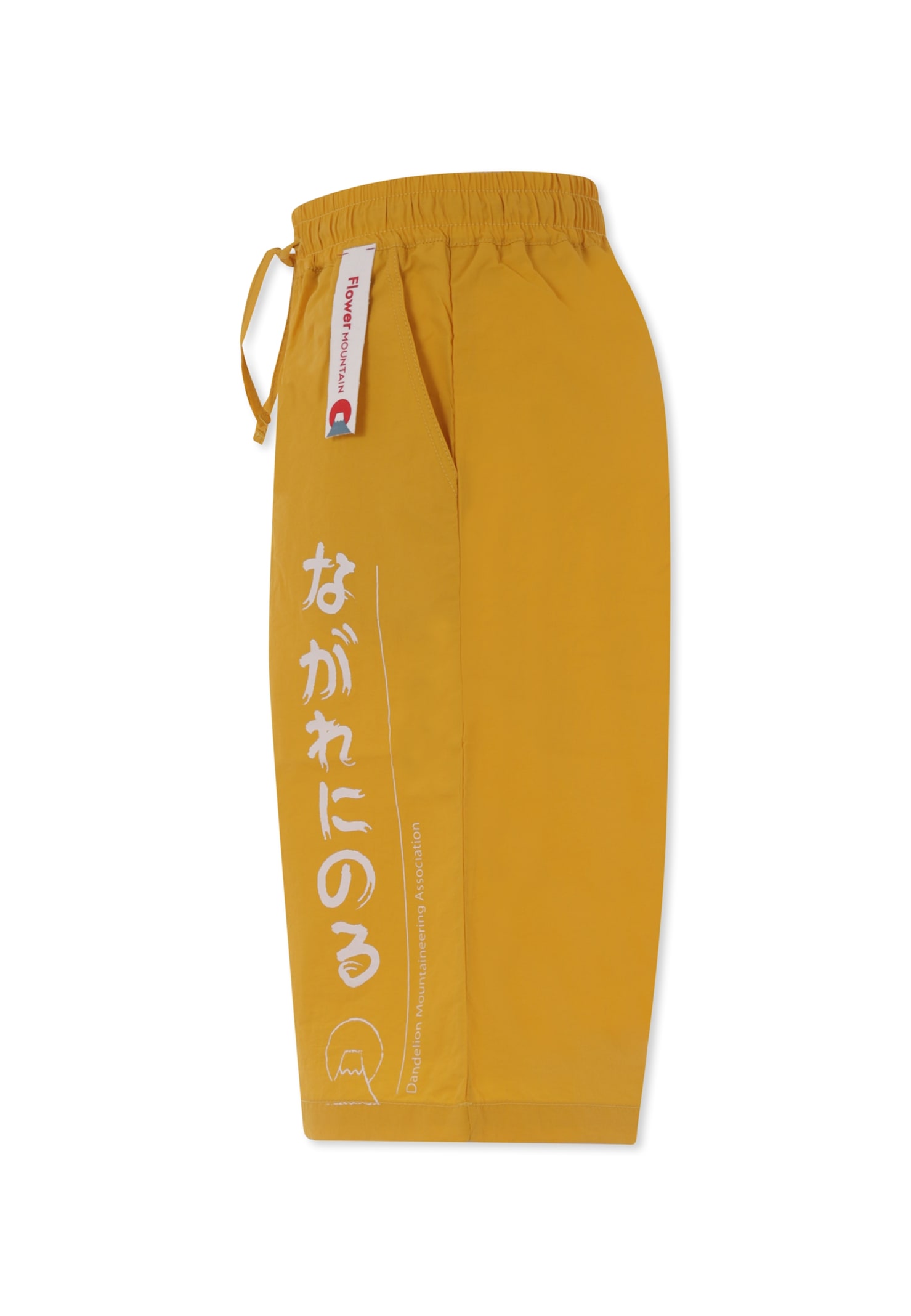 Flower Mountain Text-print Track Shorts In Yellow